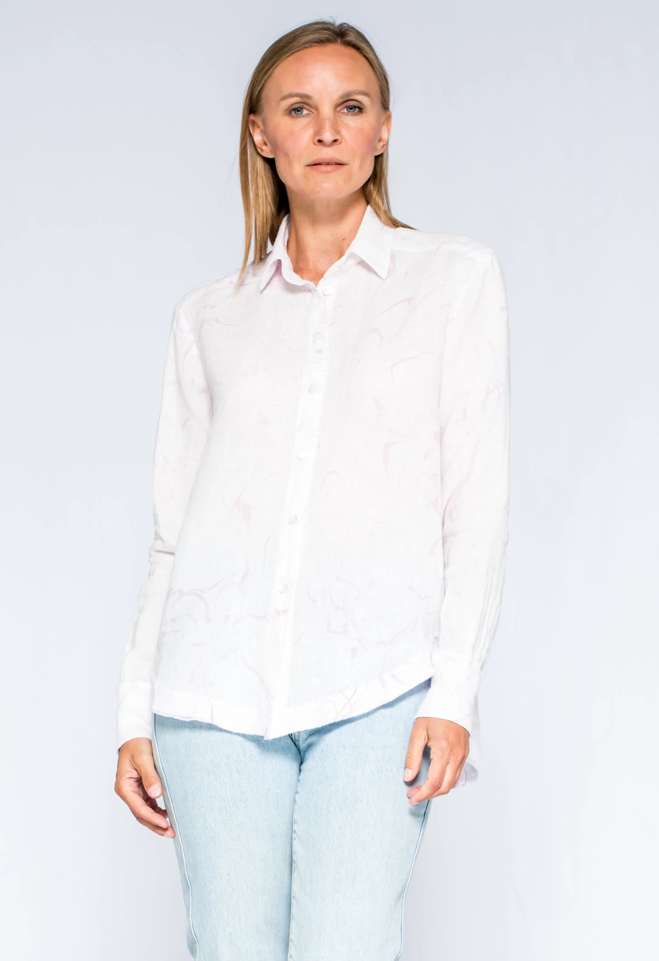 NoSlip Hem Linen Rib Mix LS Marble Dye Top