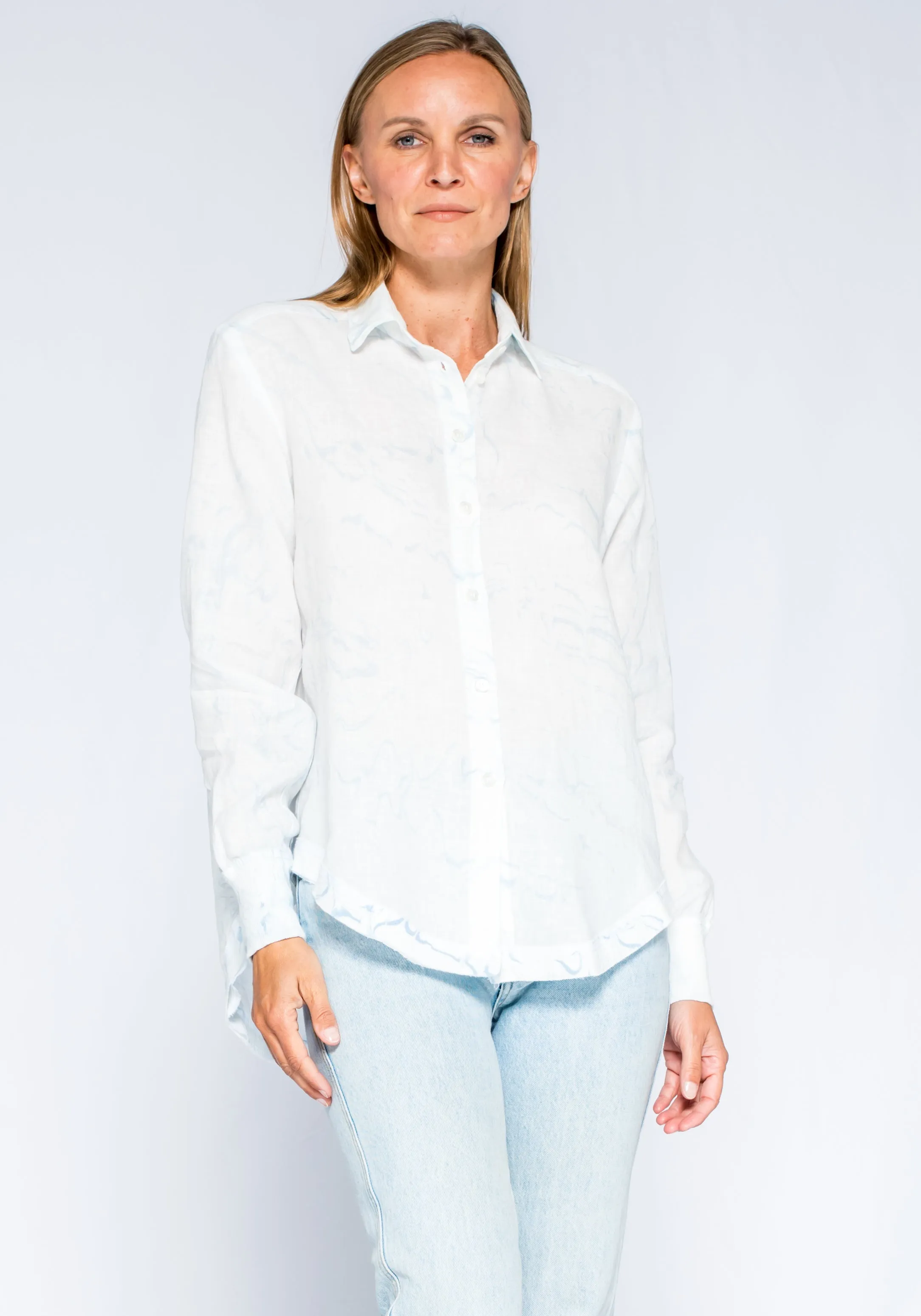 Linen Rib Mix LS Marble Dye Top DoubleLayeredHem