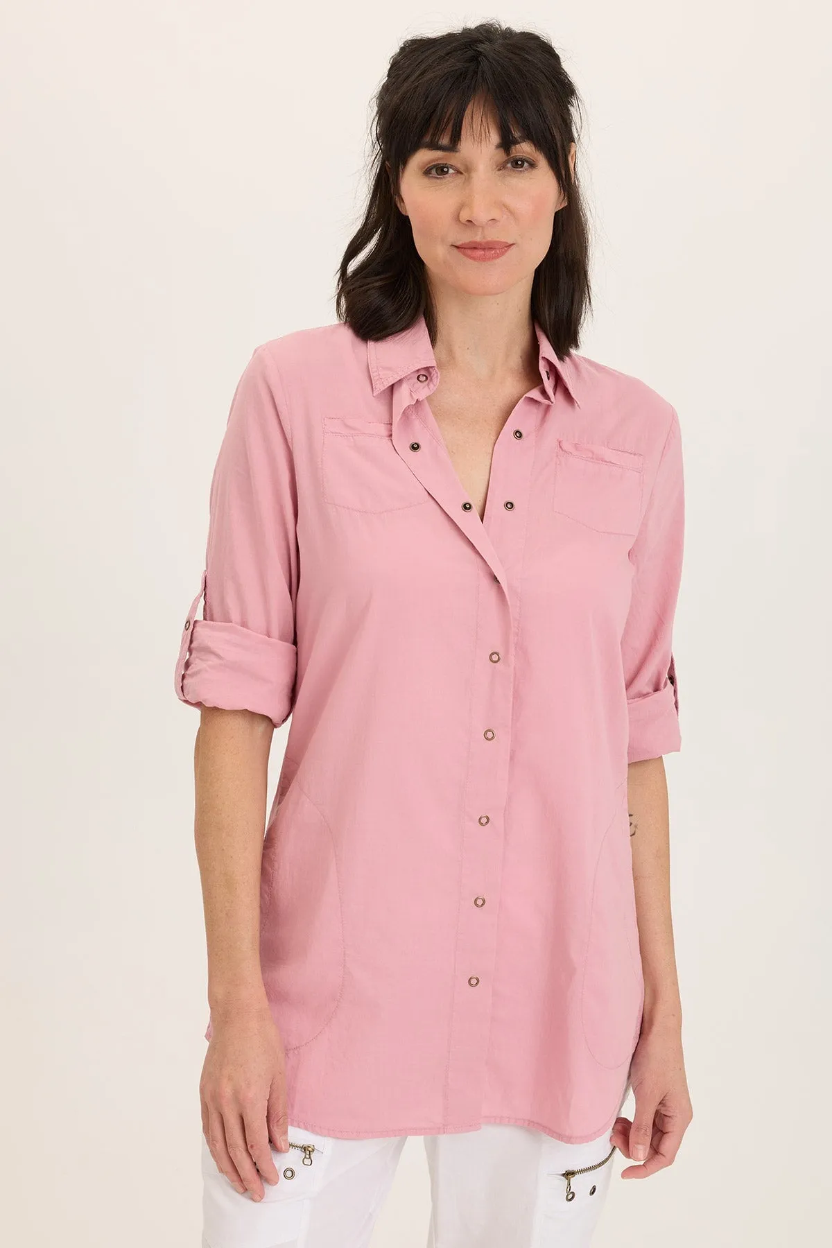 Suburb Ease AntiSnagFabric Reporter Soft Voile Button-Down Blouse
