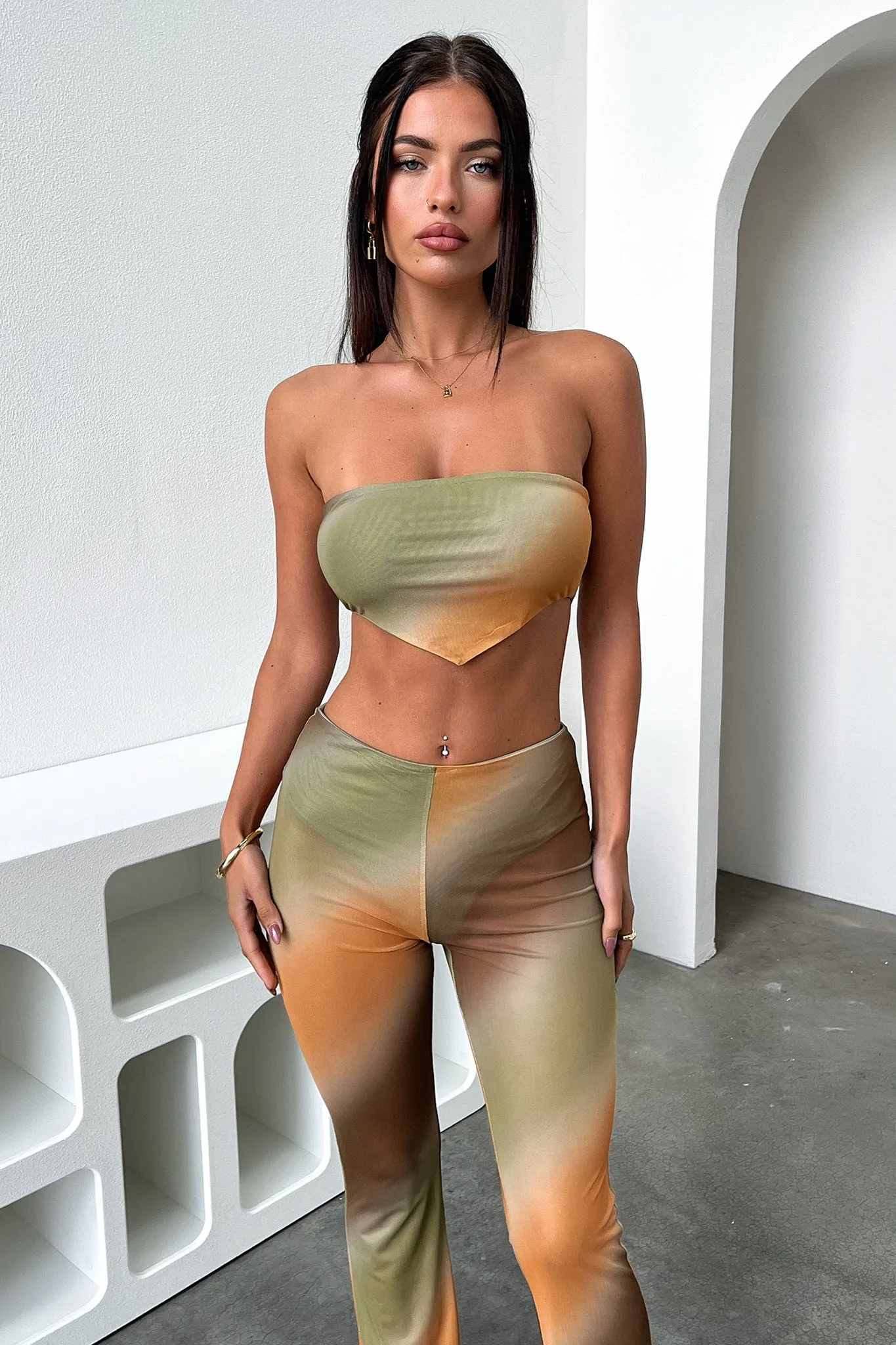 Shyla Crop - Green Wrinkle resistant fabric