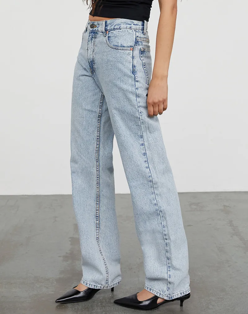 Mid Rise Slim Parallel Jeans in 80's Light Wash Light Flow