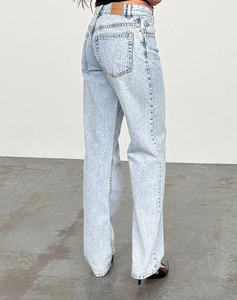 Mid Rise Slim Parallel Jeans in 80's Light Wash smooth zipper
