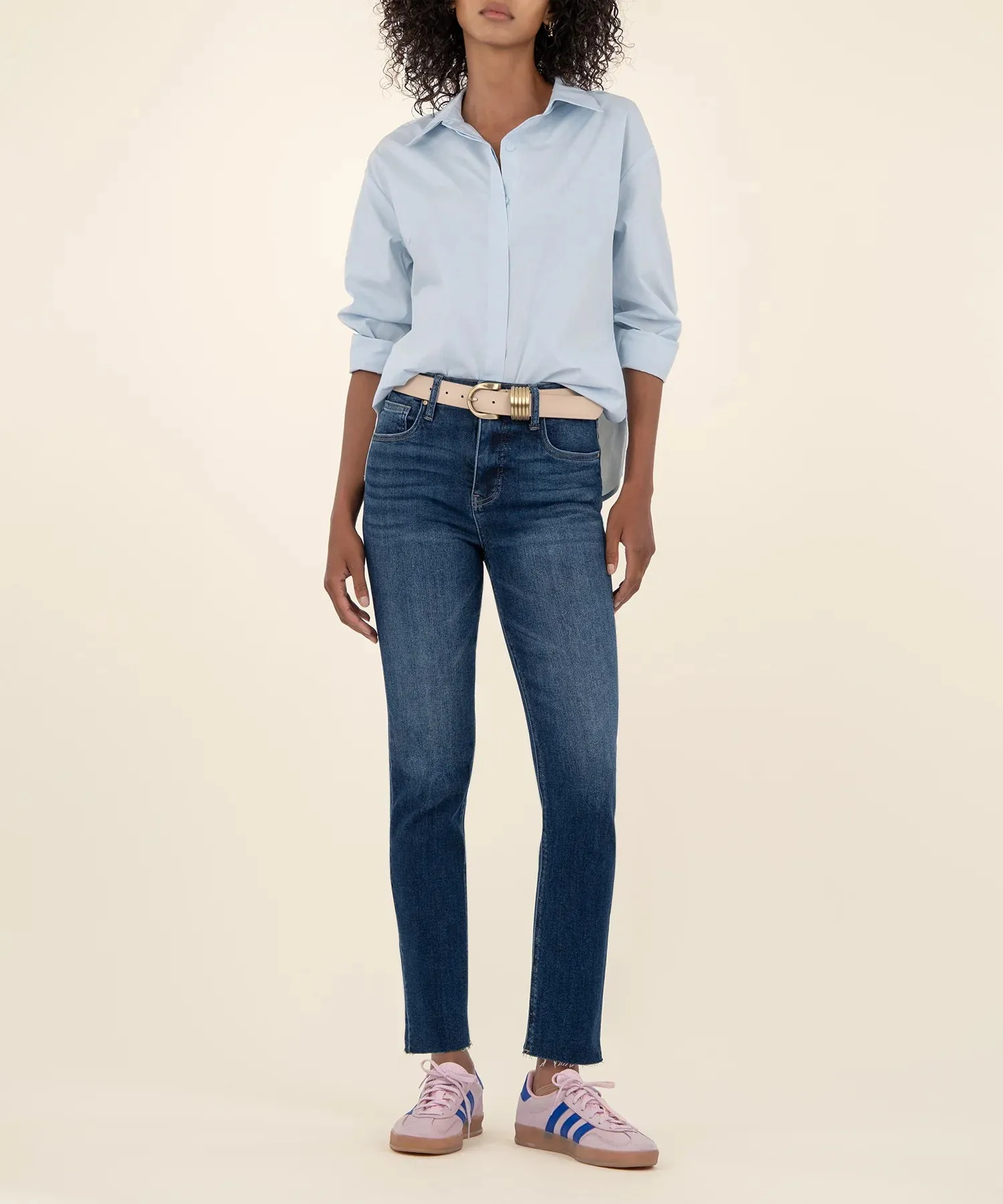 warm glow Kut From The Kloth Rachel High Rise Raw Hem Mom Jean