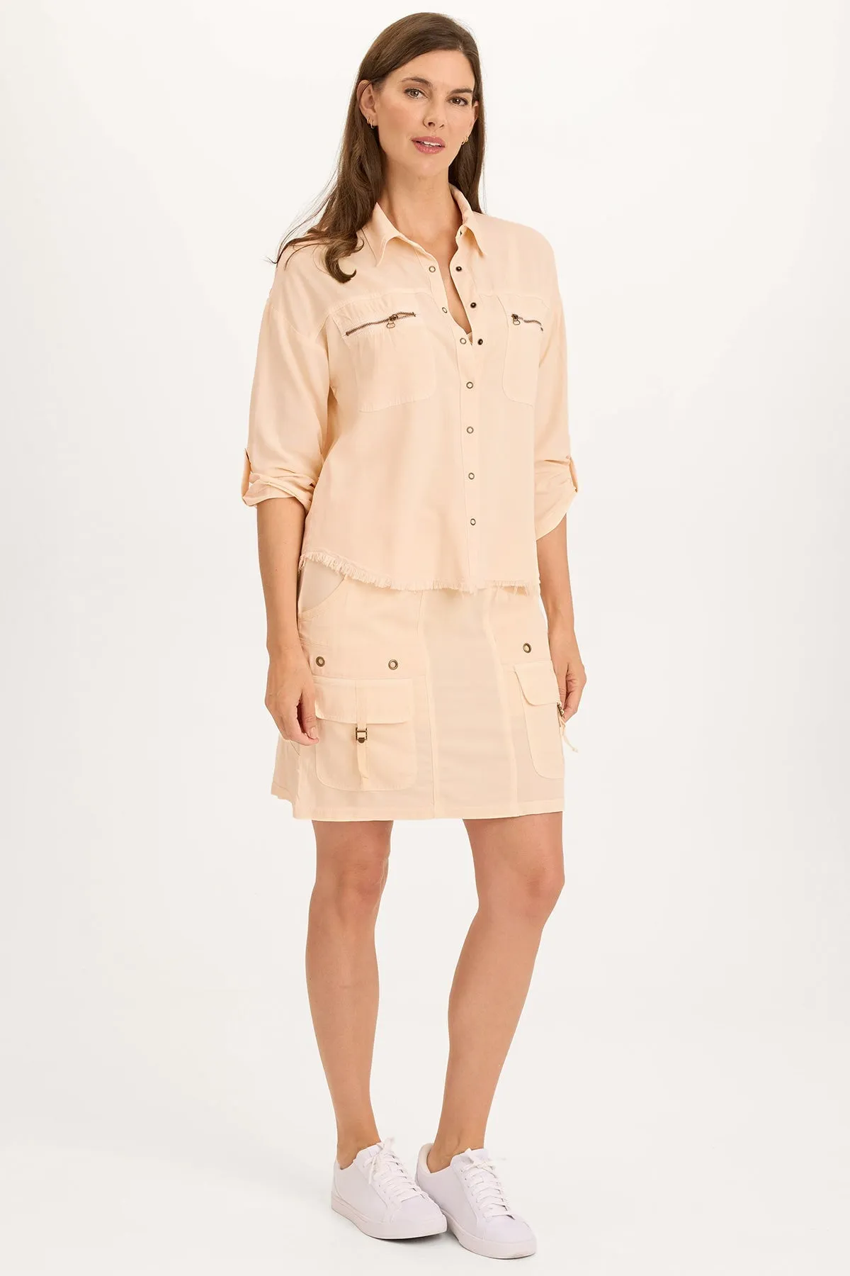 Nature Base PreShrunk Cotton Leto Twill Cargo Mini Skirt