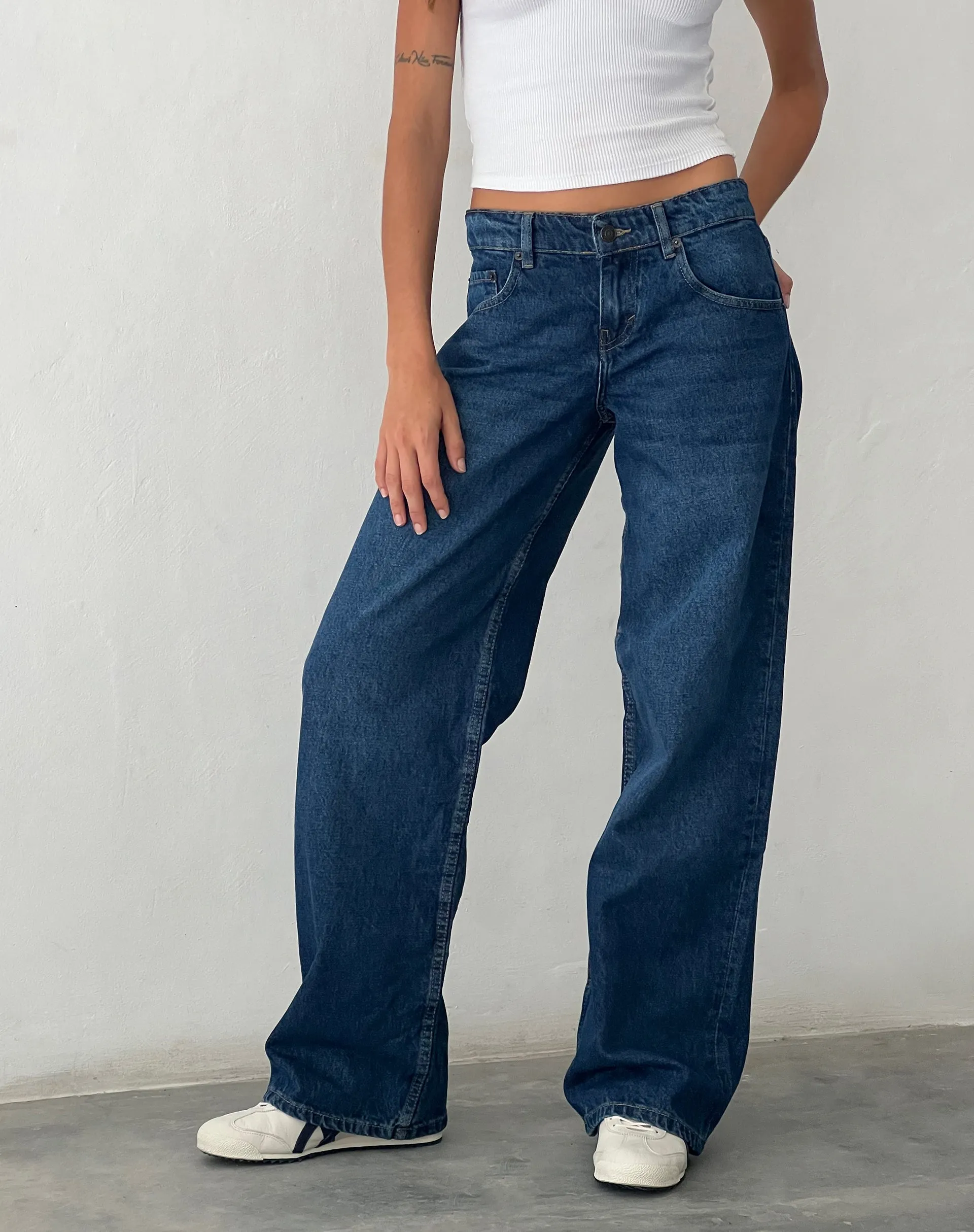 Low Rise Parallel Jeans in Mid Blue Used AdaptiveFit