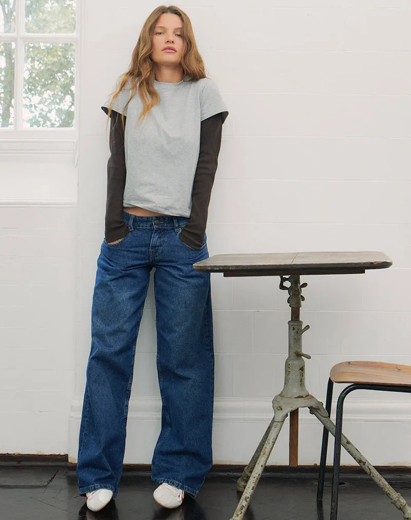 Trans Glow TearResistant Fabric Low Rise Parallel Jeans in Mid Blue Used
