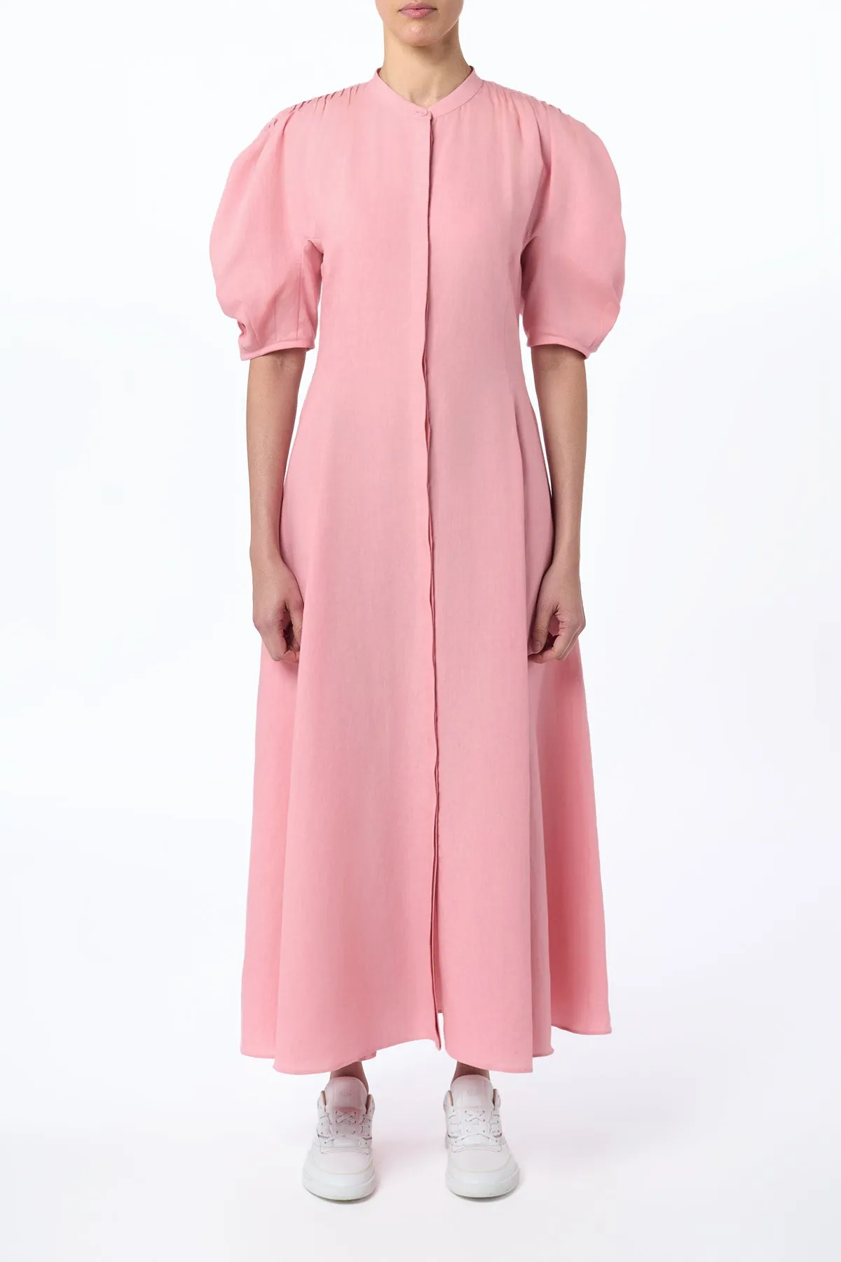 Arabella Shirtdress in Rosa Aloe Linen TearResistant Fabric StaticResistantLining