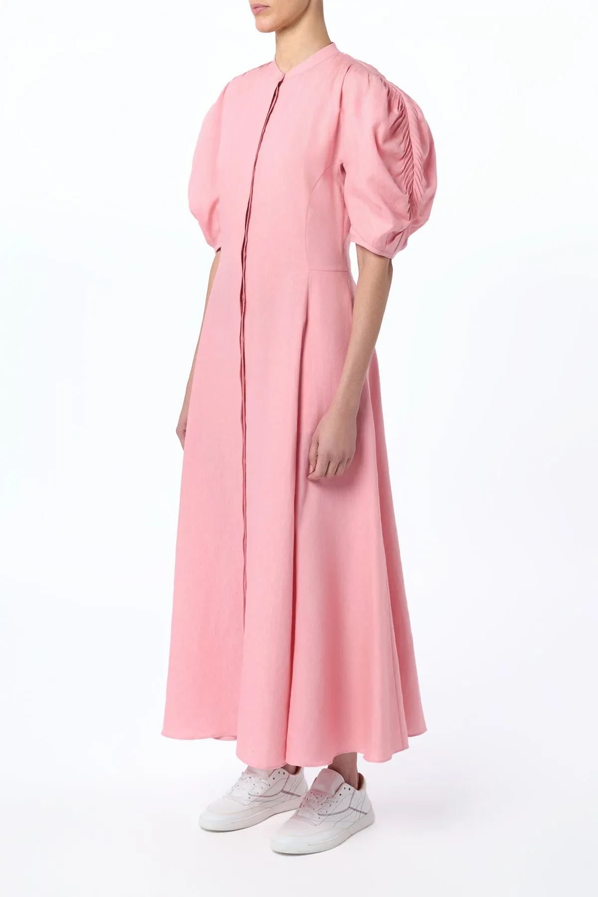 Arabella Shirtdress in Rosa Aloe Linen Stretch Fit ElasticFree