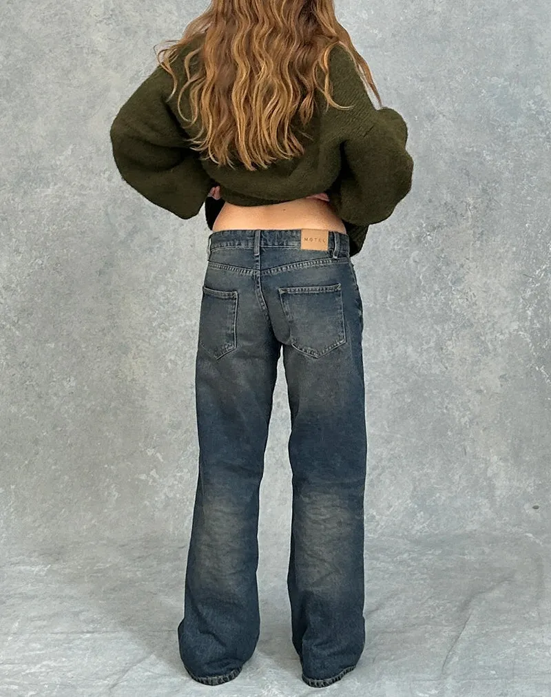 Low Rise Parallel Jeans in Steel Blue CompactPackableDesign