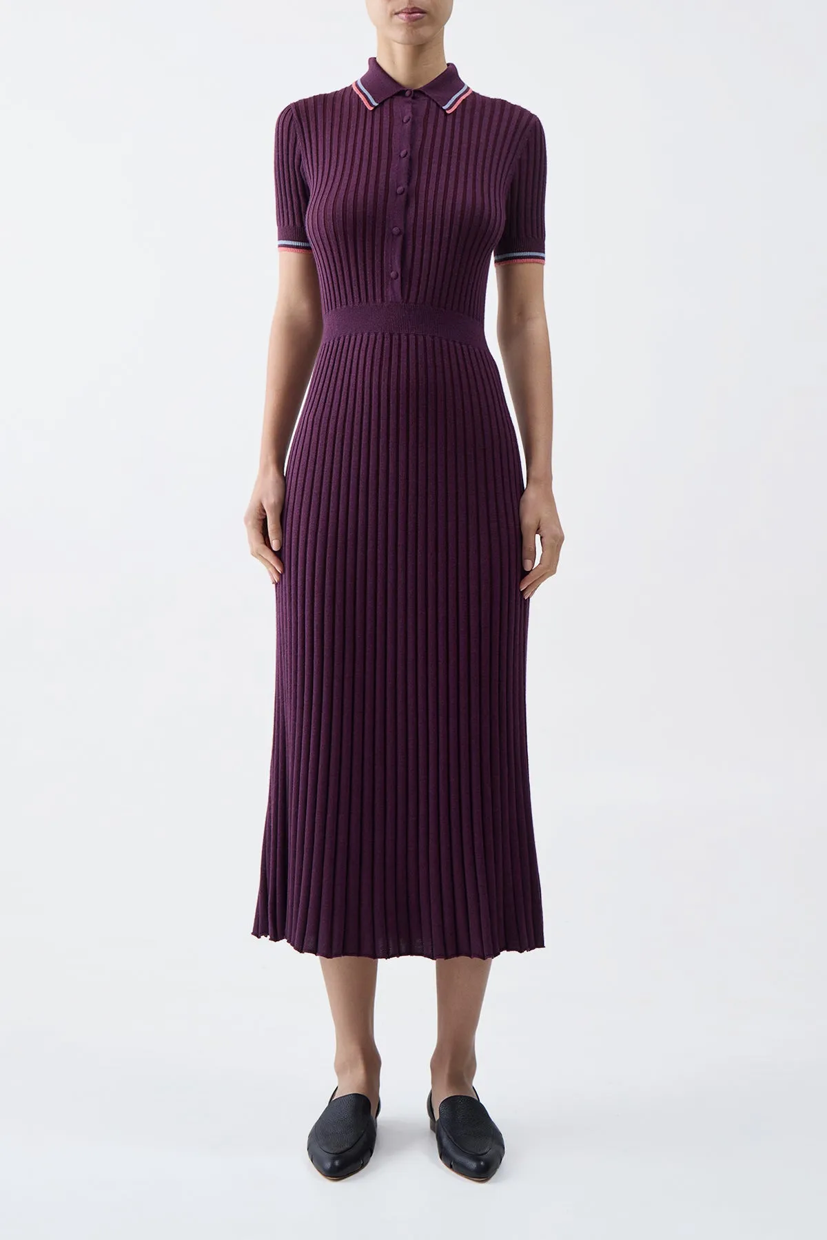 Eyot Knit Maxi Dress in Italian Plum Cashmere Silk TemperatureRegulating french chic