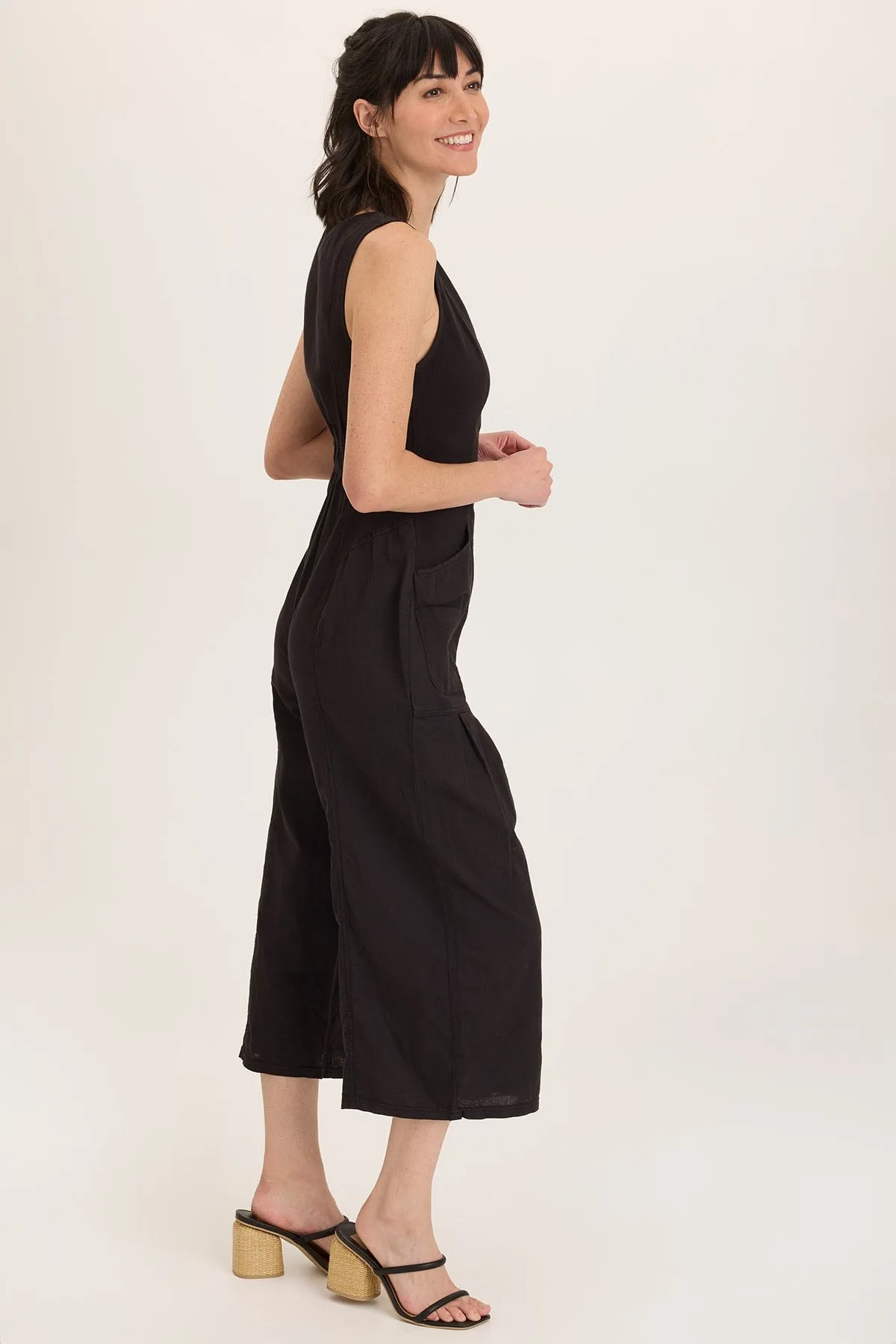 SmoothGripFastenings Hero Glow Linen Macgowan Wide Leg Cargo Jumpsuit