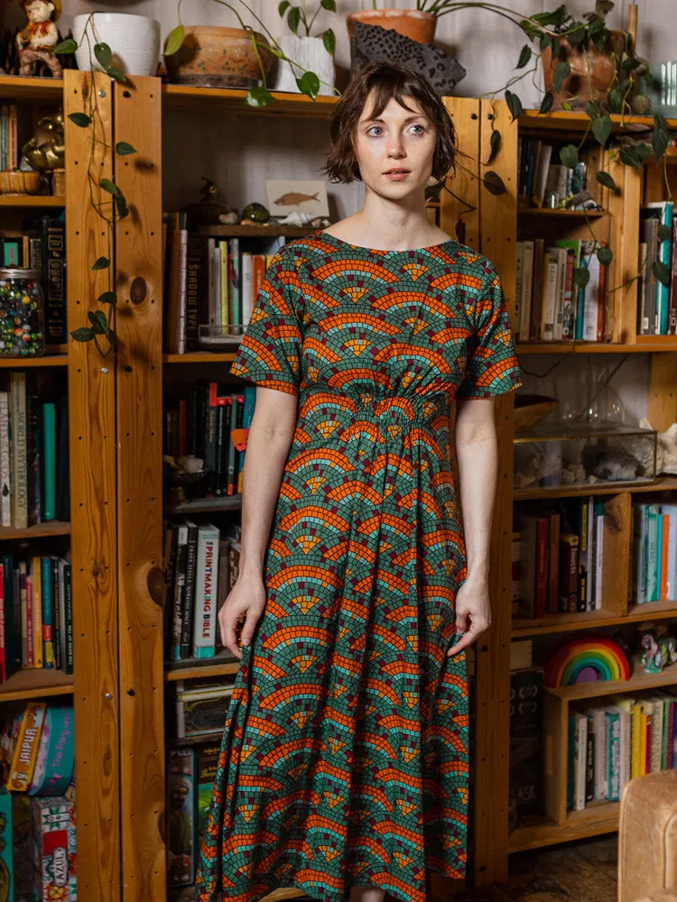 QuickDryingTech Speed Soul Artsy Traveler Midi Dress - Mosaic Fan