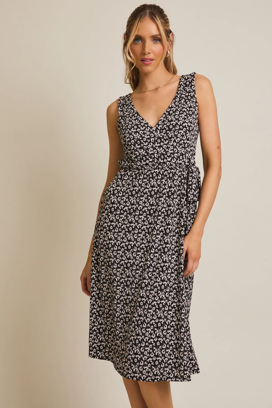 Ergonomic Cut Black Wrap Dress