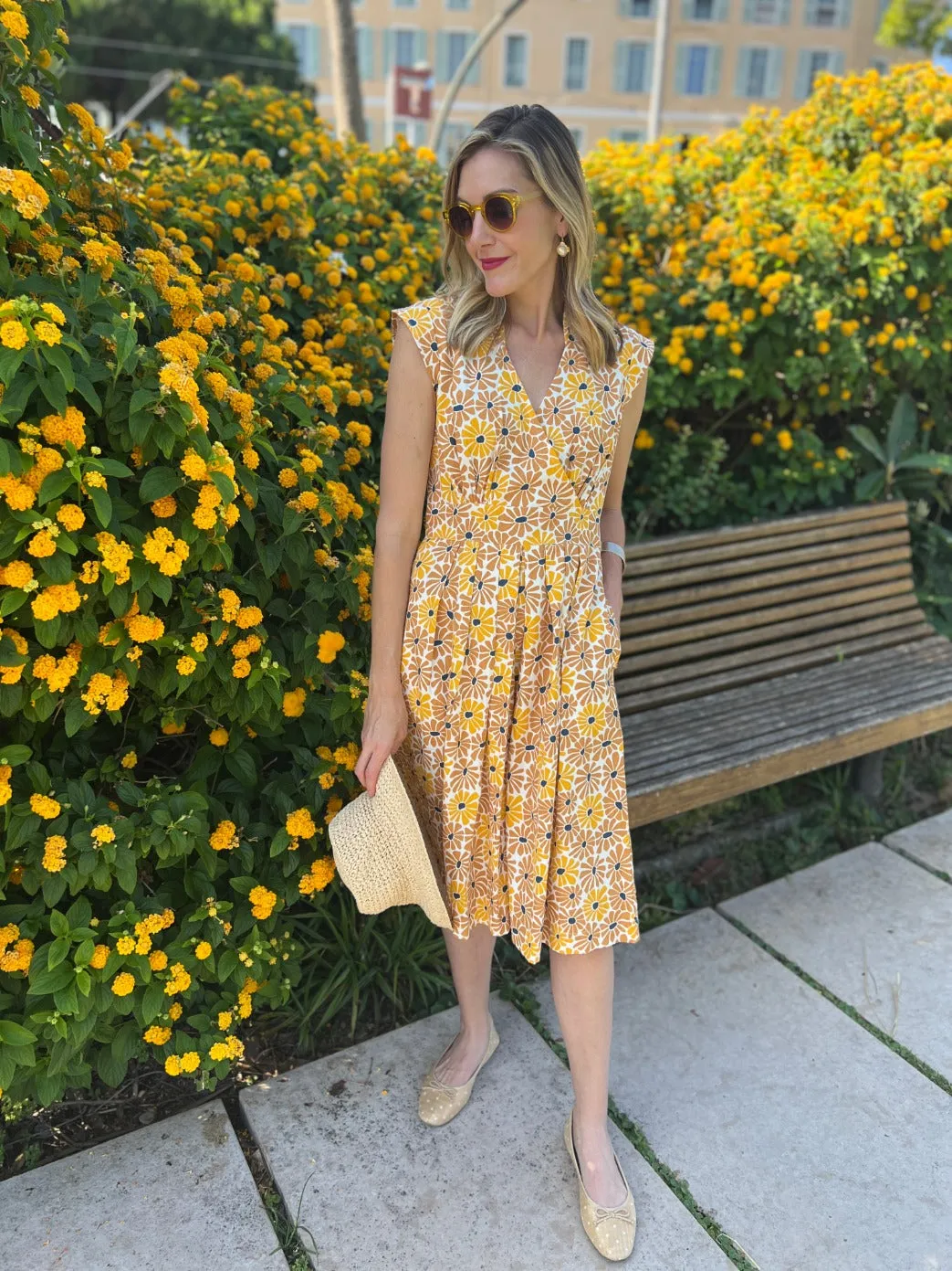 Lucille Dress - Sunny Floral Fur Fit Teacher Chic