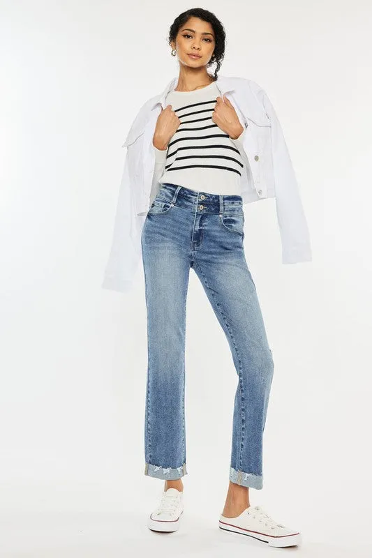 Kan Can Medium Wash Slim Straight Jeans FormFitting Cut Mediterranean Air