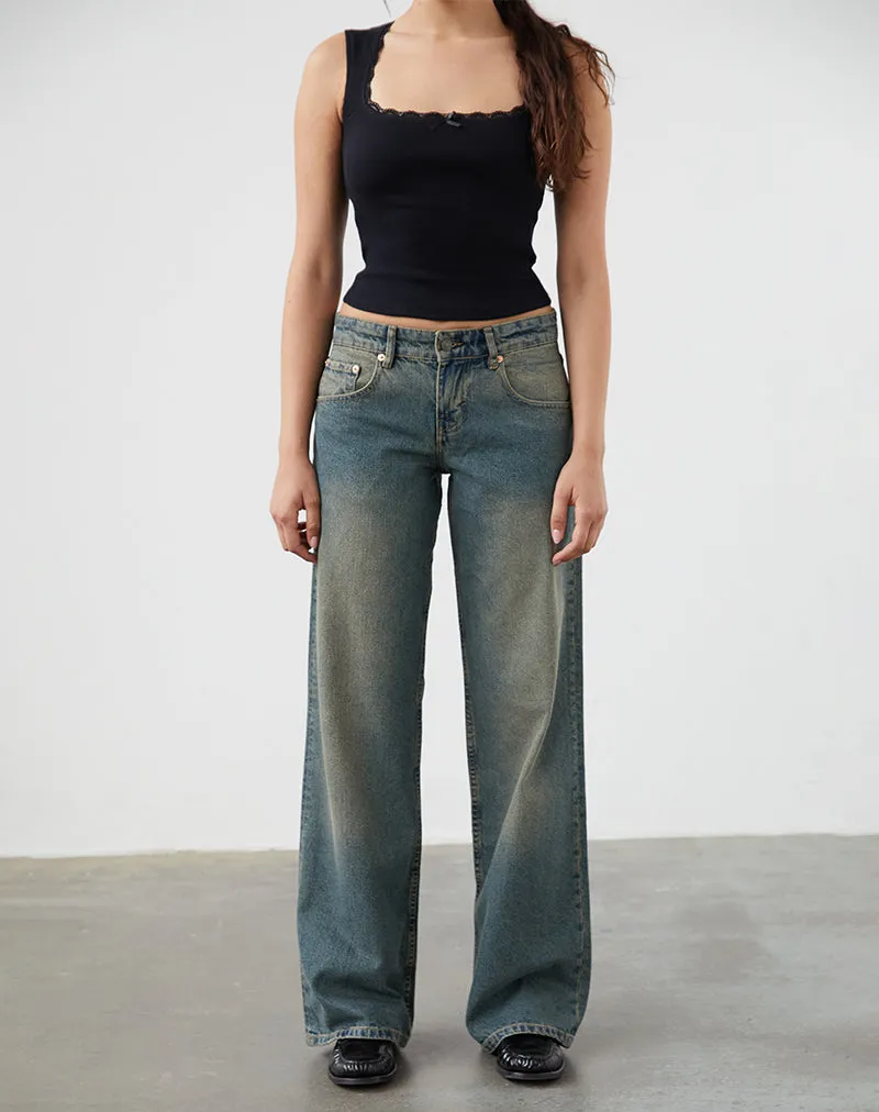 Low Rise Parallel Jeans in Brown Blue Acid Fashion Core