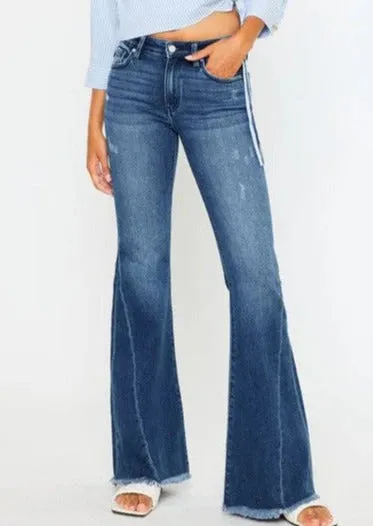 Kan Can Lainey Boho Flare Jeans Compact Packable Design warm fleece