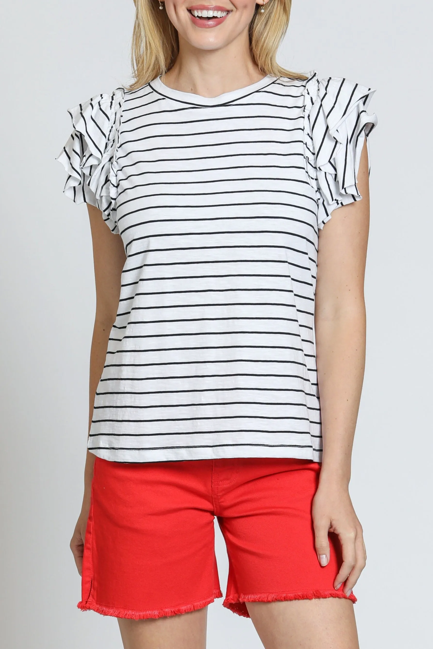 Ruffle Cap Sleeve Tee StainlessZippers Surf Mood