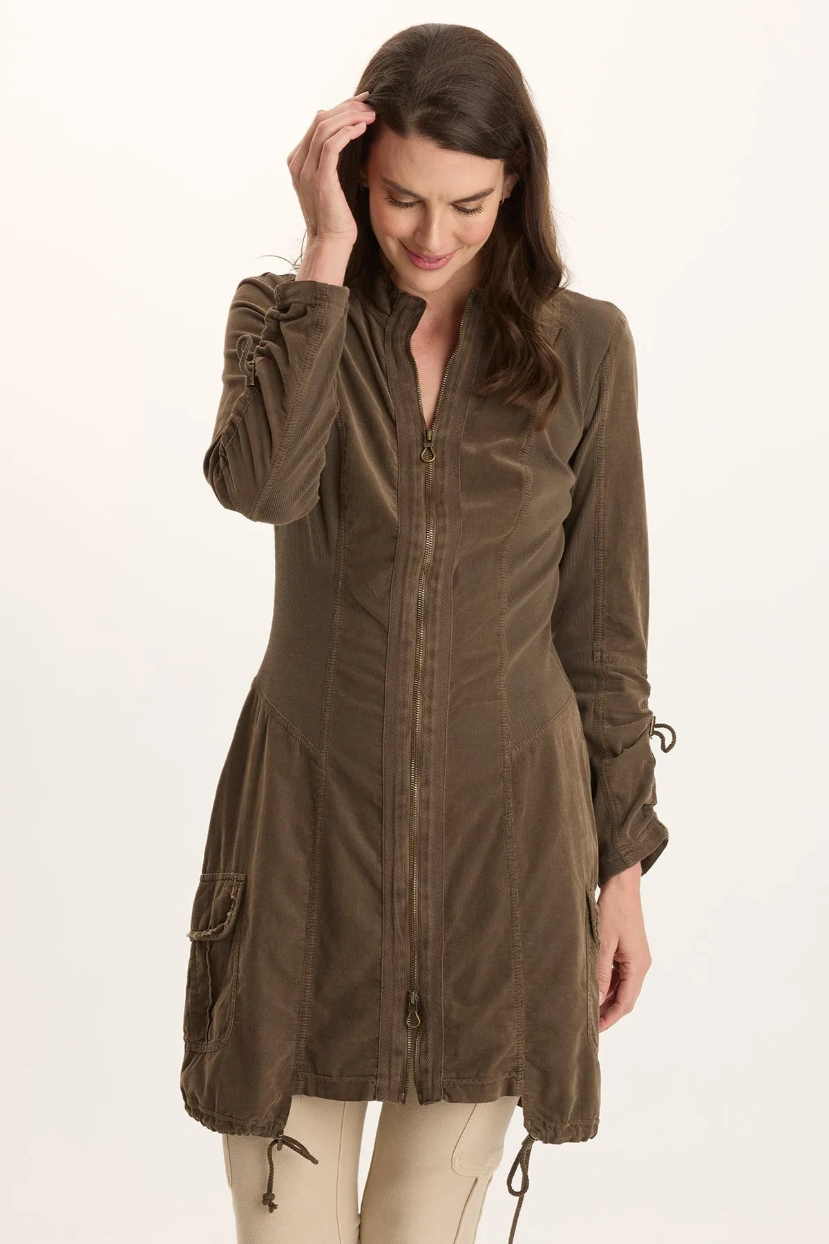 OdorResistantClothing Anu Corduroy/Jersey Cinched Jacket-Dress