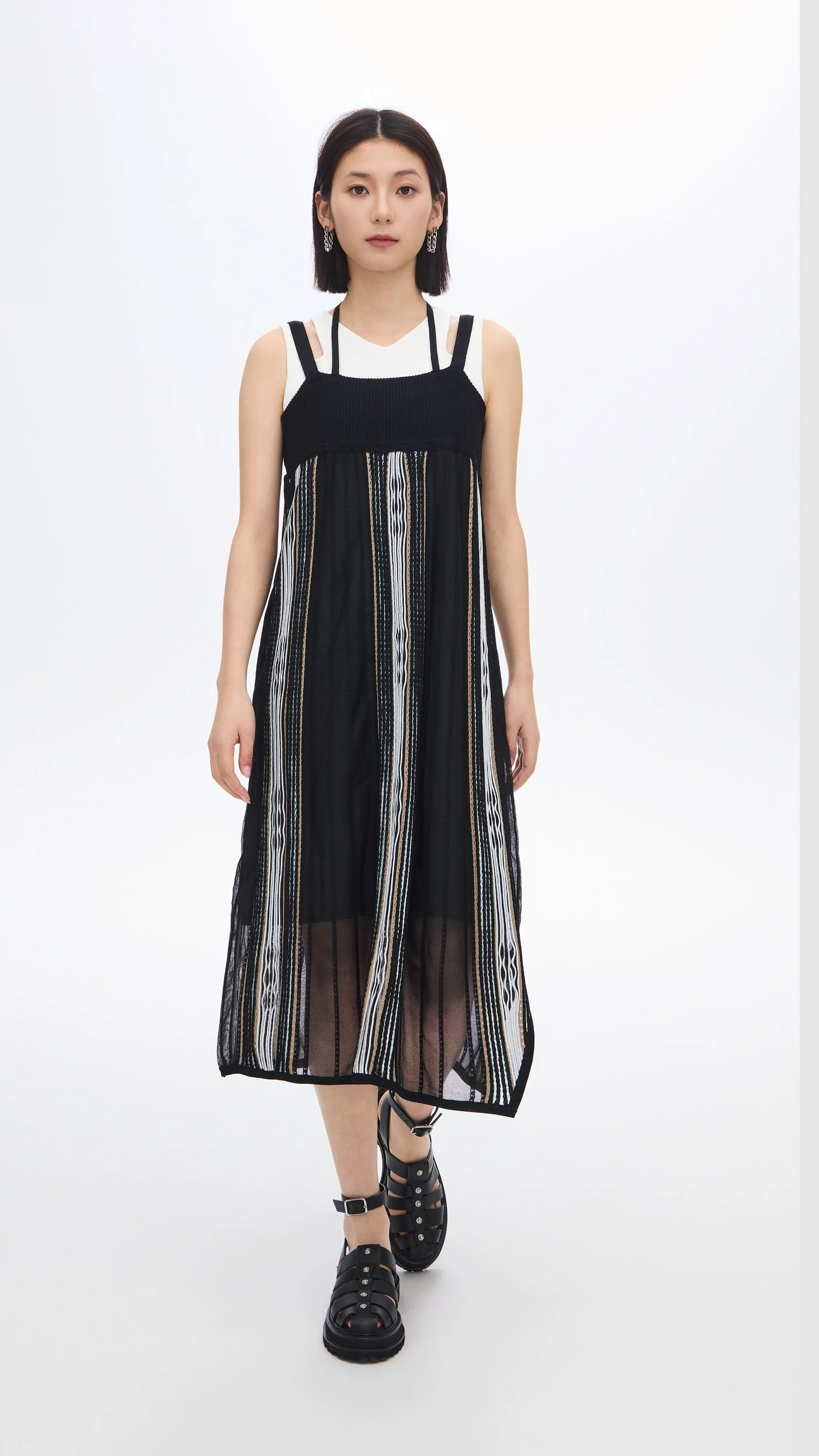 Pattern Knit Dress Mind Glow WrinkleResistantFabric