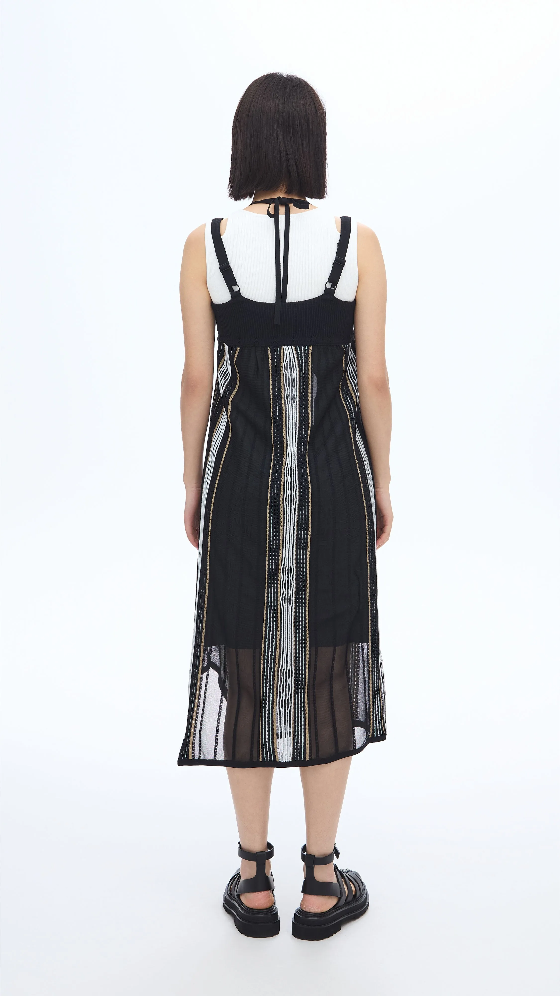 Pattern Knit Dress Flexible Fabric Blend