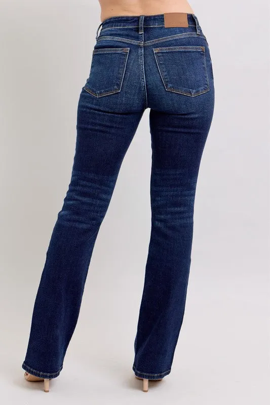 warm fleece Judy Blue Midrise Dark Wash Boot Cut Jean