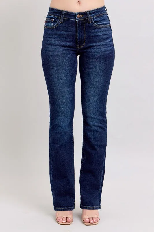 Judy Blue Midrise Dark Wash Boot Cut Jean Peace Core