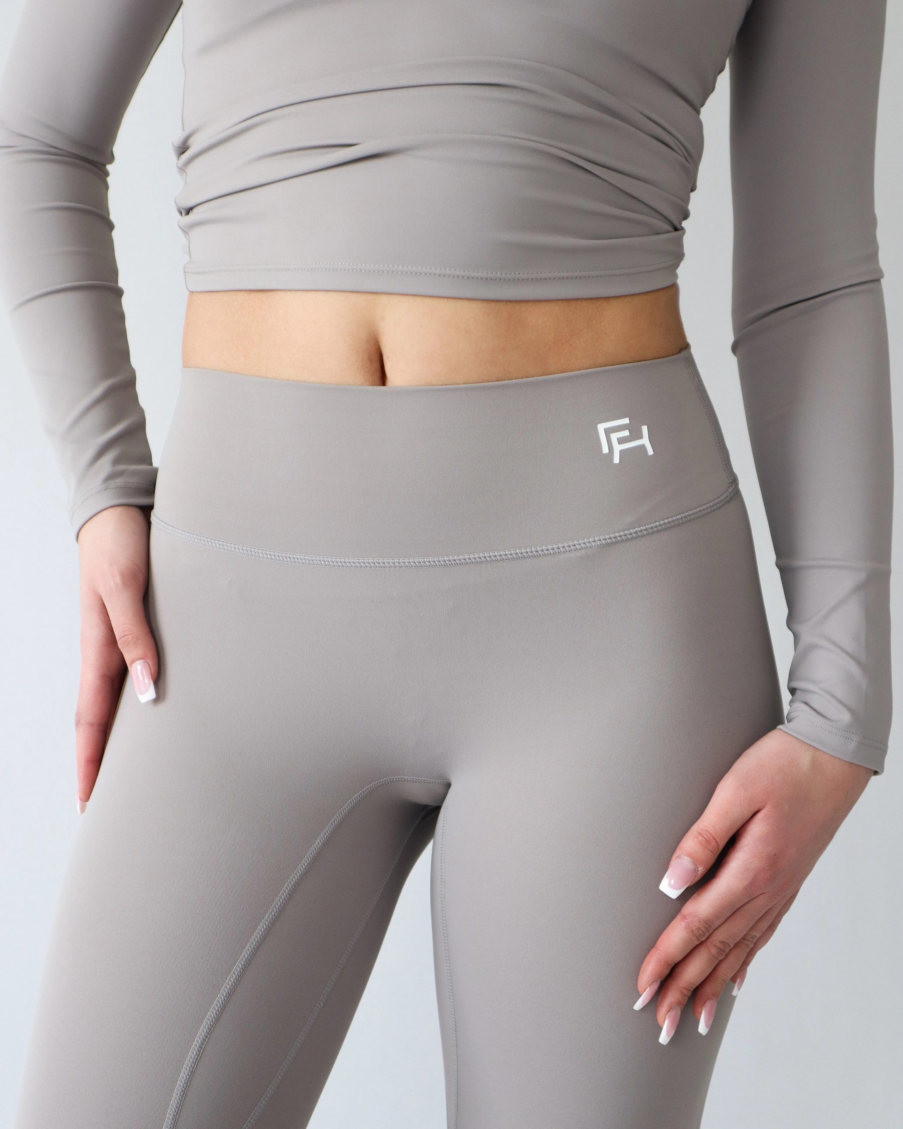 Rib Knit Comfort Seeker Stay Put Cuffs Adapt Leggings - Ash