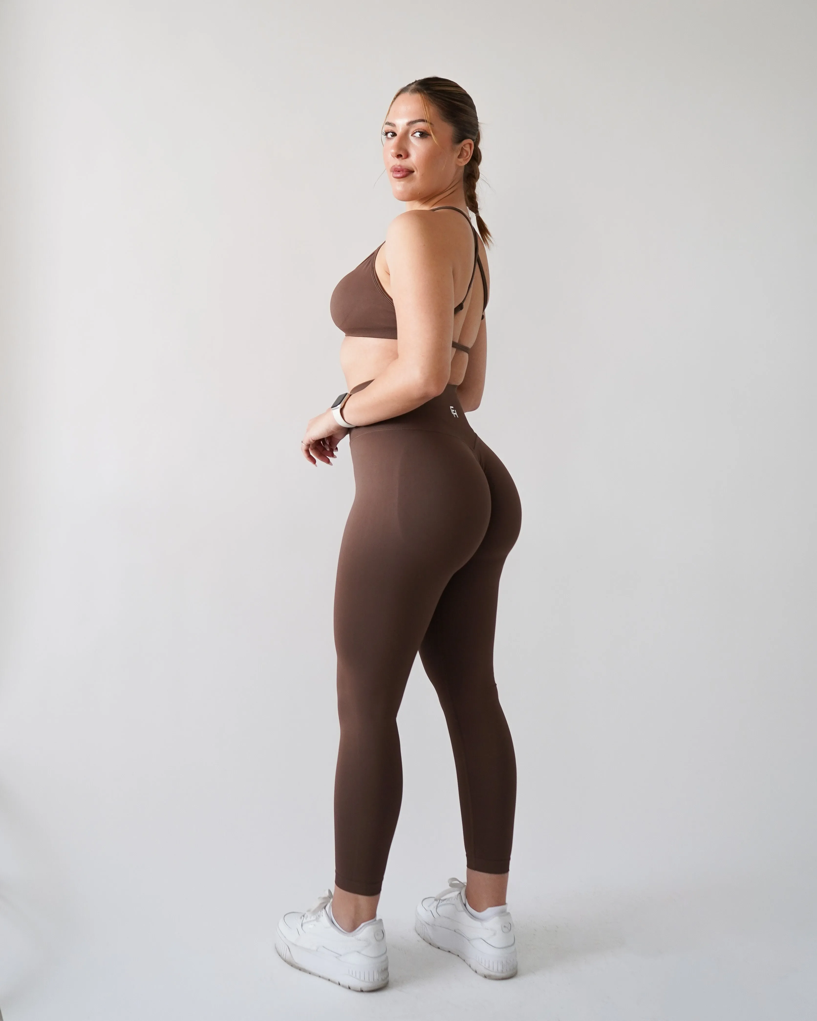 Enhance Contour Leggings 27" ?? Cocoa Daily Routine Rib Knit Non Slip