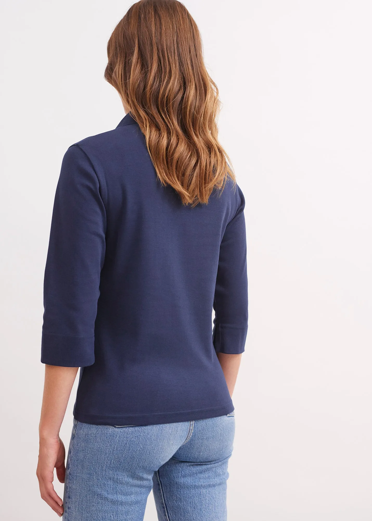 DurableCoverstitch OLERON - Polo Shirt with ? Sleeve | 100% Cotton | Comfort Fit (NAVY)