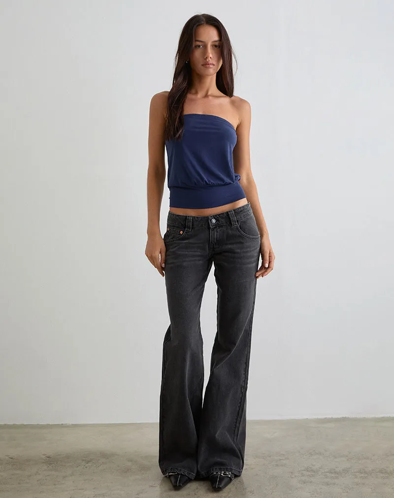 Bell Bottom Low Rise Flare Jeans in Vintage Black Fresh Ease