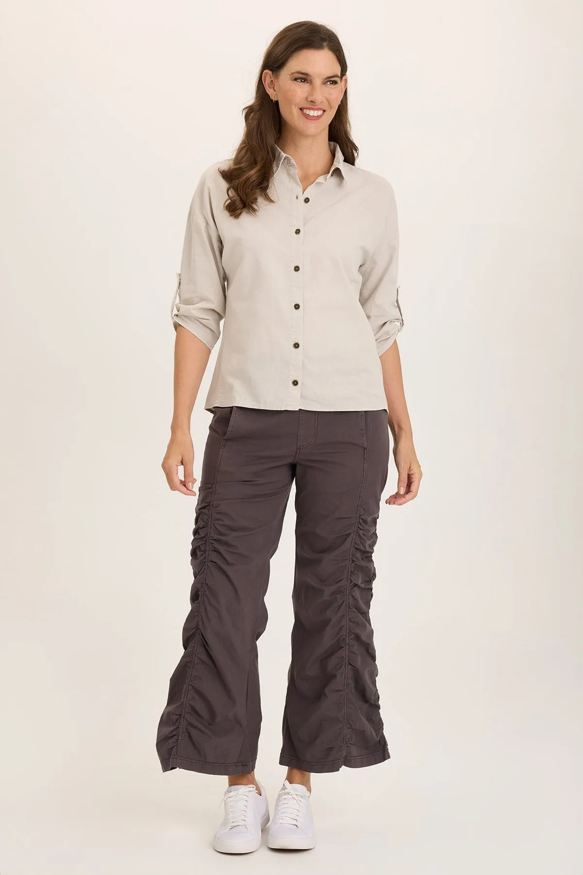 Travel Vibe Carrie Linen 3/4-Sleeve Button-Up