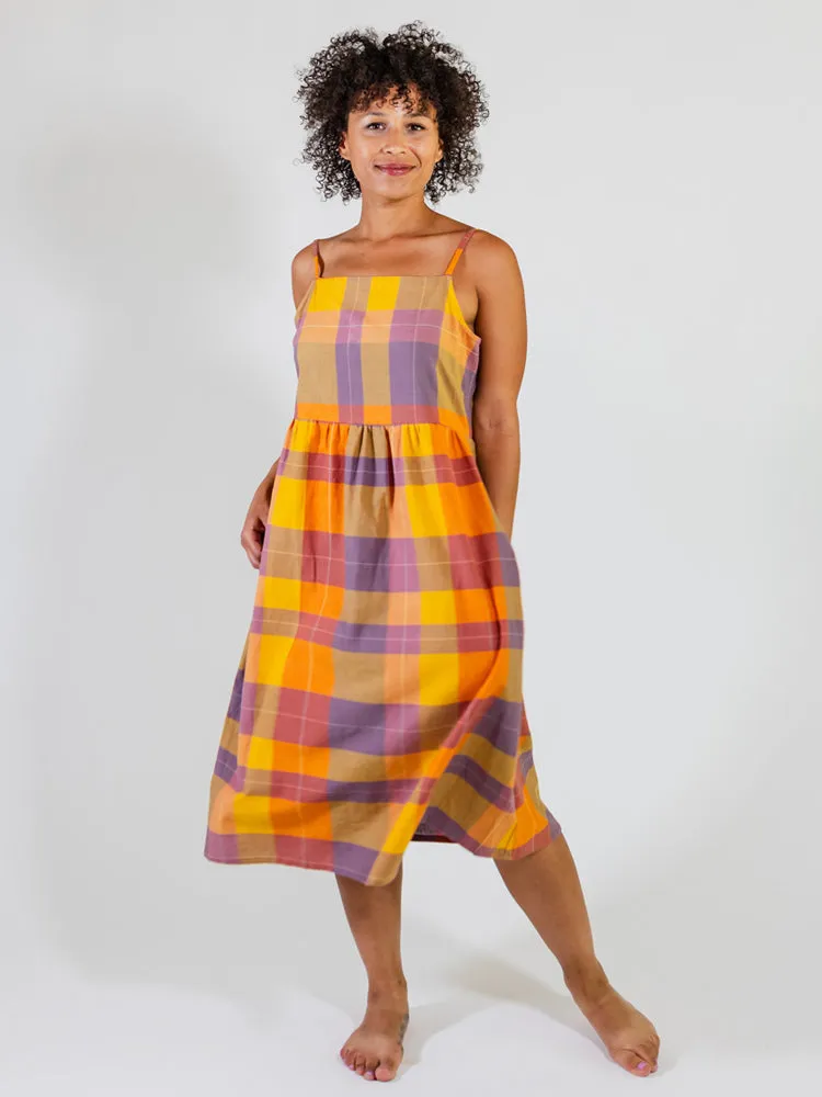 Focus Fit Ivy Midi Dress - Sunset Plaid