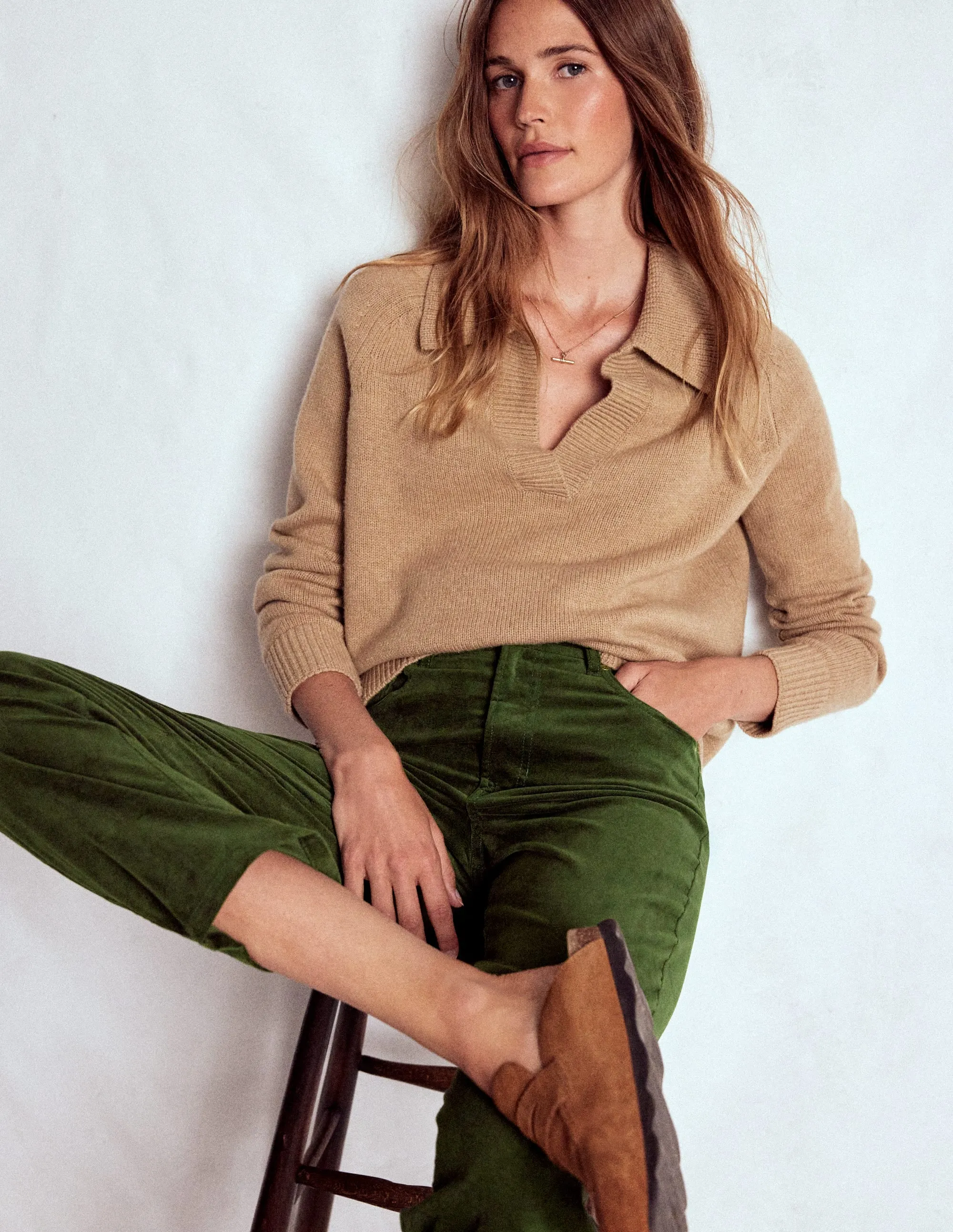 Velveteen Straight Jeans-Forest Glade Eco Friendly Dye Process