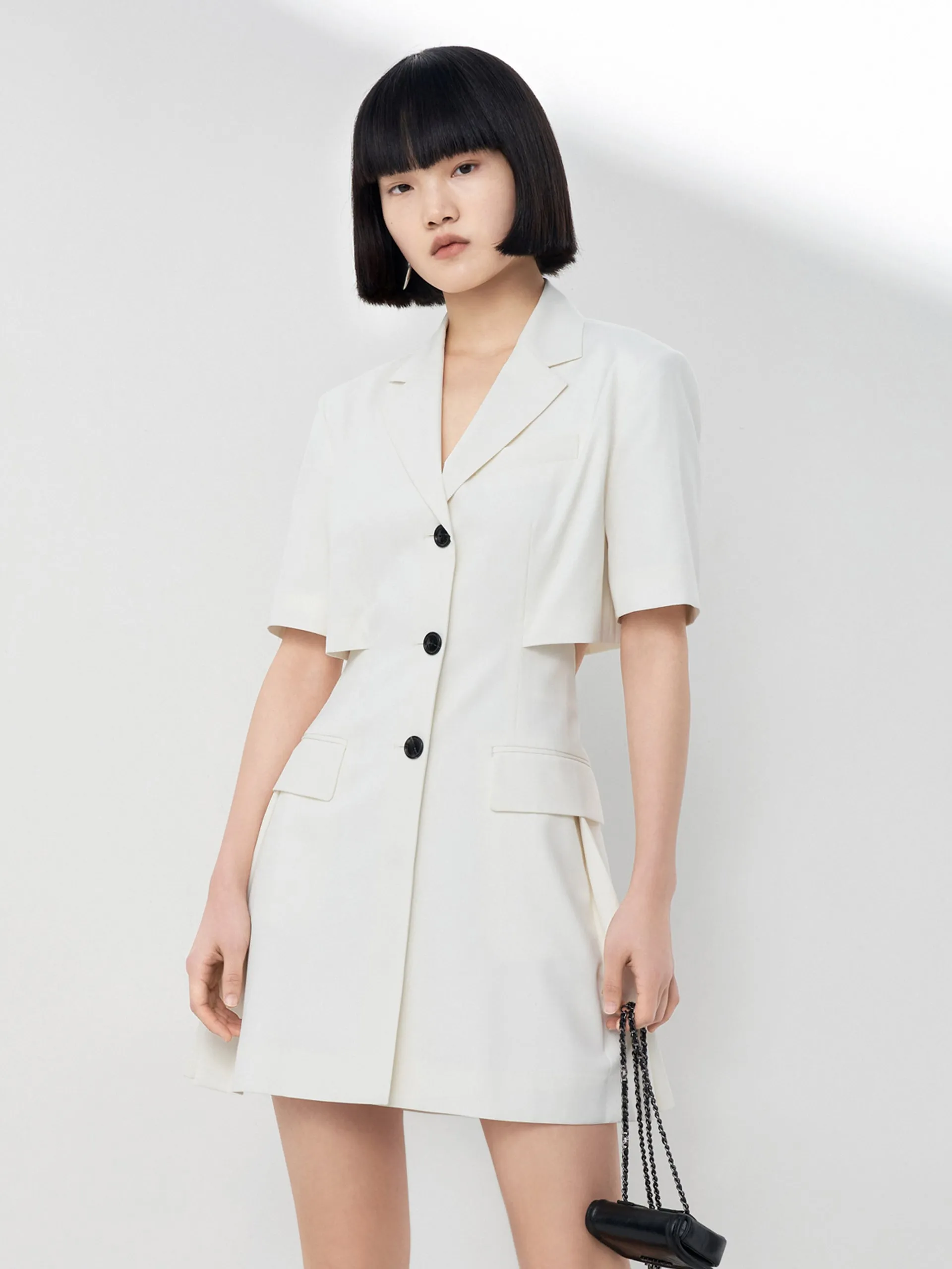 Soft and breathable dress Wool Blend Cutout Suit Dress