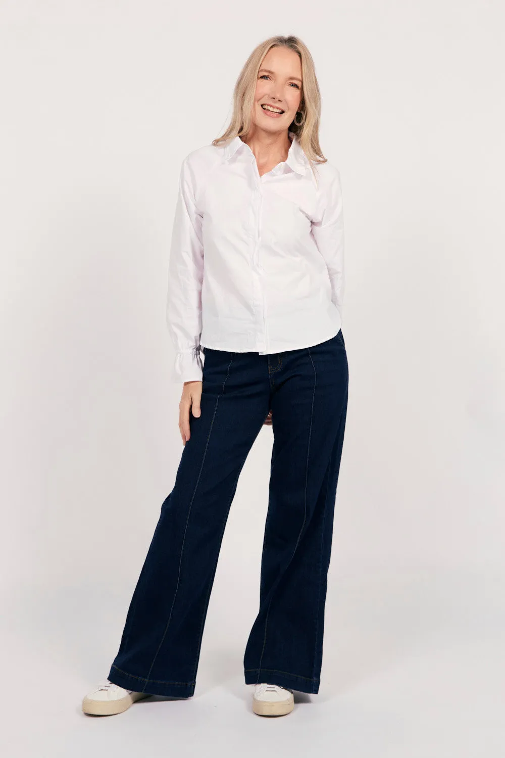 Durable Construction Casual Fit Adrift Denim Wide Leg Jeans in Dark Wash