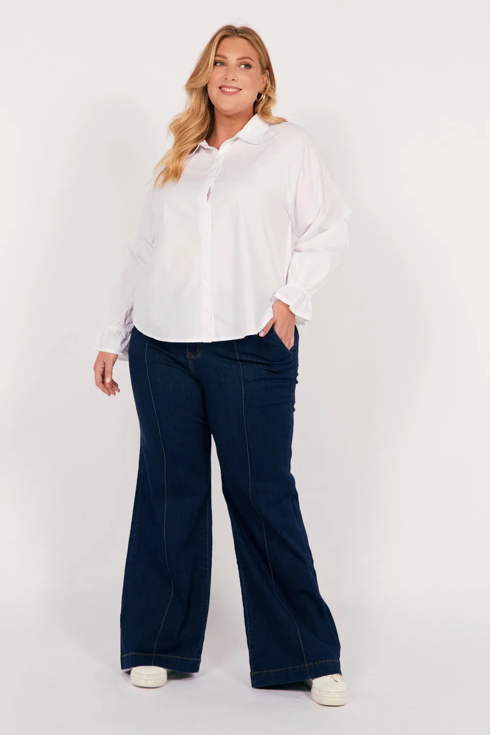 Street Basics Adrift Denim Wide Leg Jeans in Dark Wash