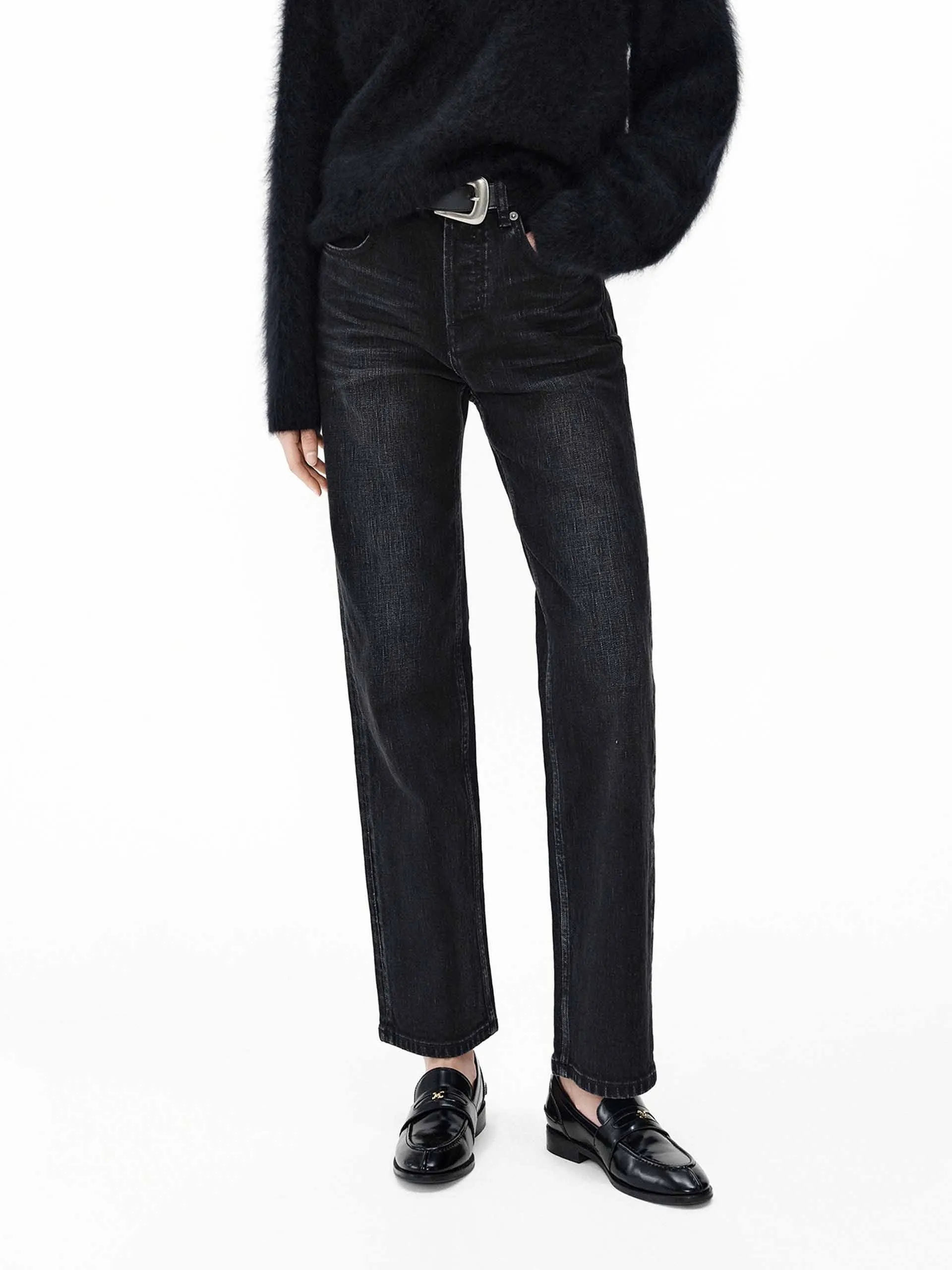 Black Ankle Straight Jeans Smart Comfort Core Wardrobe