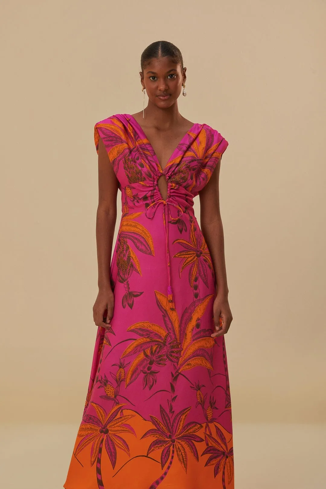 This dress is designed to keep you comfortable while maintaining a stylish and polished appearance Elegant formal affair gown Pink Beach Forest Lenzing? Ecovero? Viscose Maxi Dress