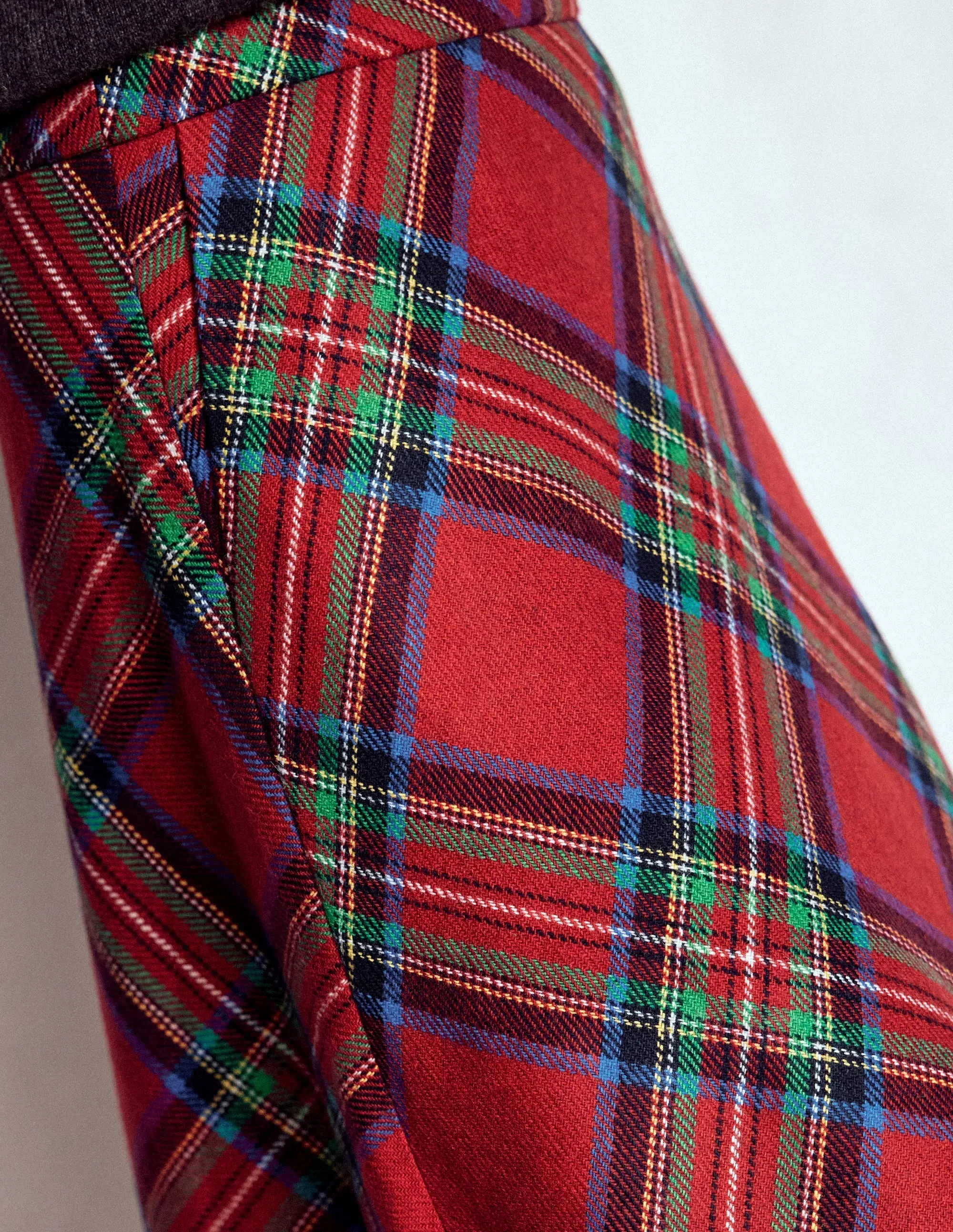 Hayley Wool Midi Skirt-Red, Blue and Green Check Fresh Vibe