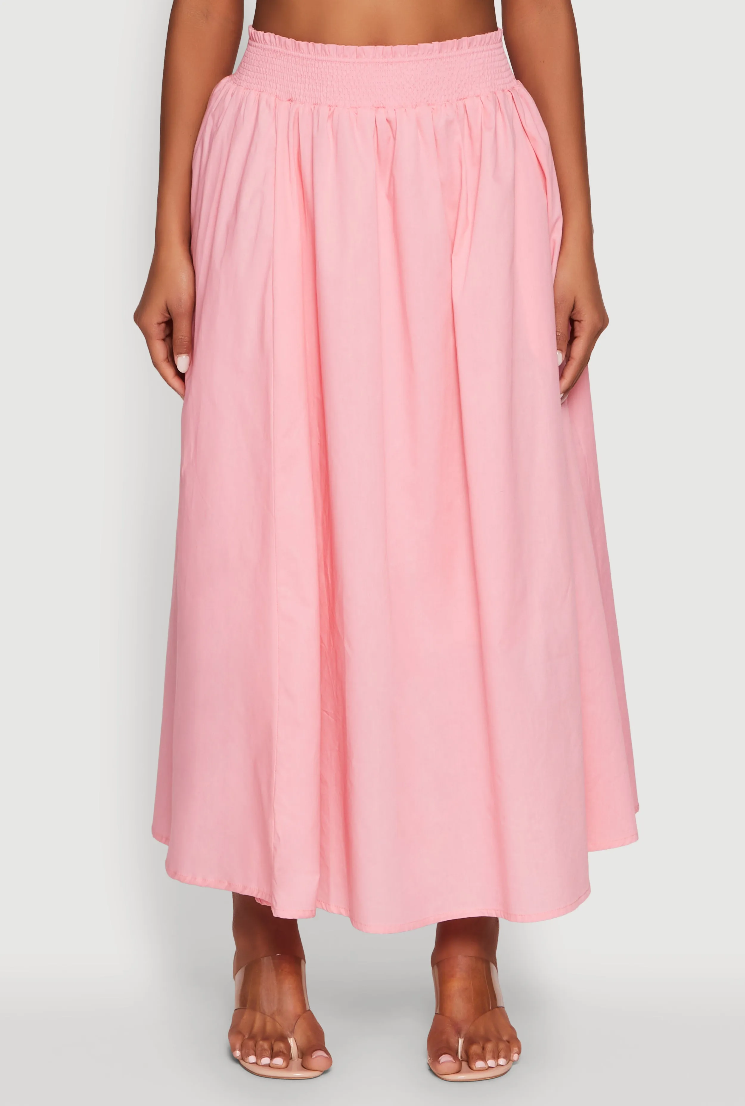 Shirred Back Chic Maxi Circle Skirt with Smocked Waist