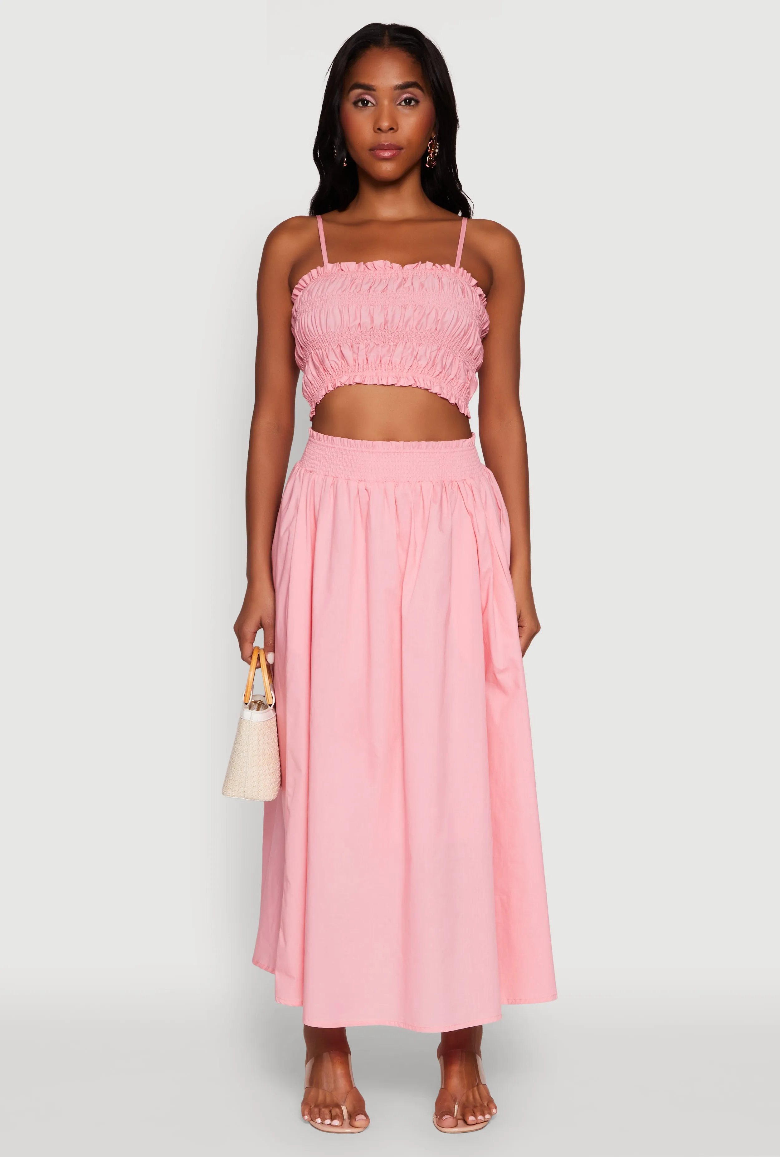 Chic Maxi Circle Skirt with Smocked Waist Mini length