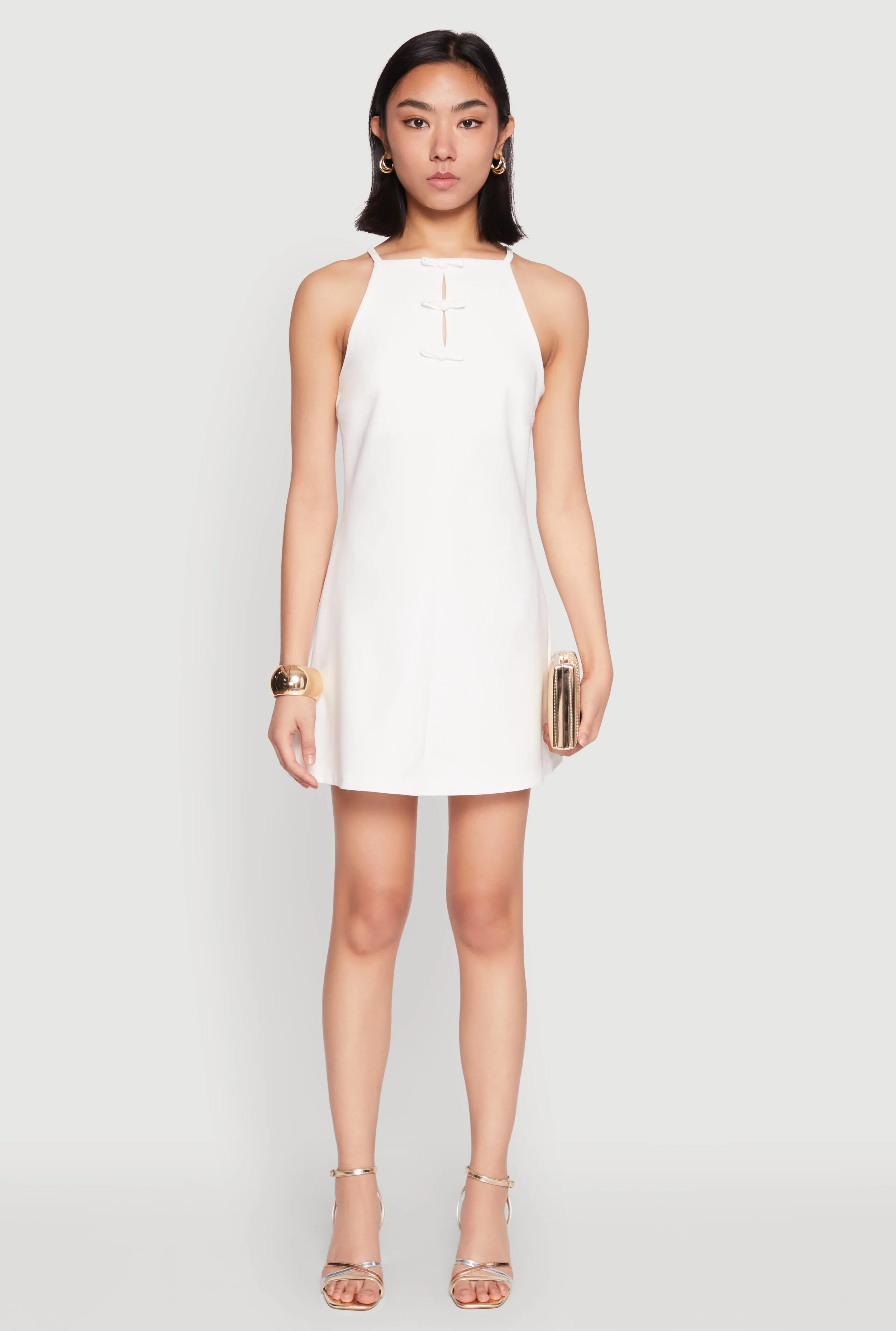 Iris Bow Keyhole Mini Shift Dress Effortless Chic Wear Boho Look