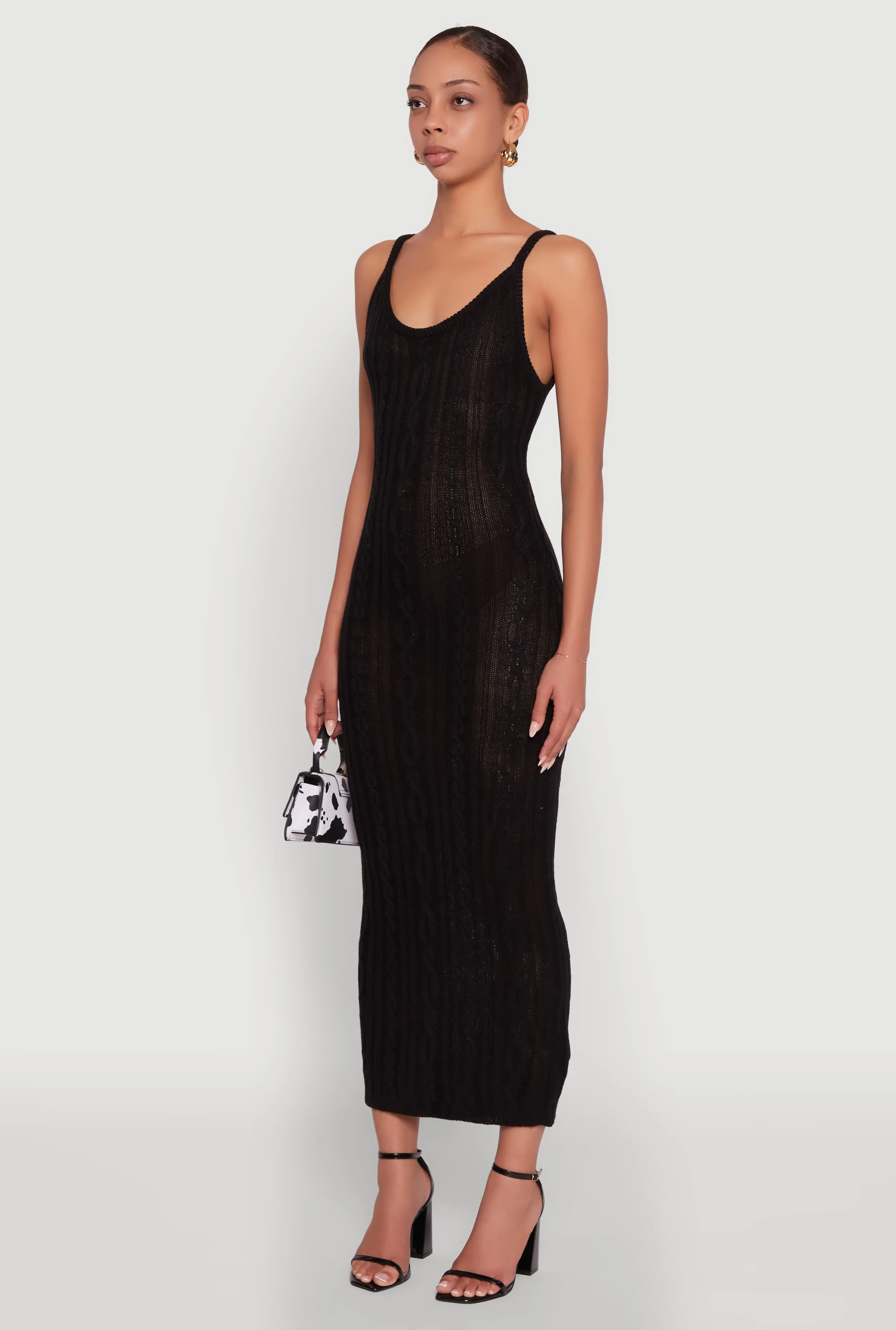 Garden View Trendy Cable Knit Sleeveless Maxi Dress