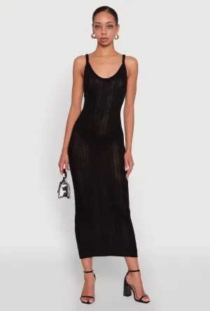 Trendy Cable Knit Sleeveless Maxi Dress Copper Glow Chambray Light