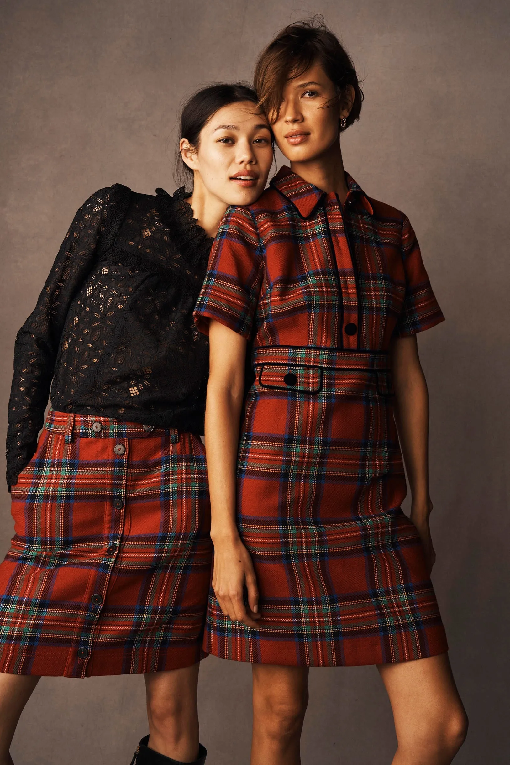 Eda Check Shift Dress-Red, Blue and Green Check Uniform Drape
