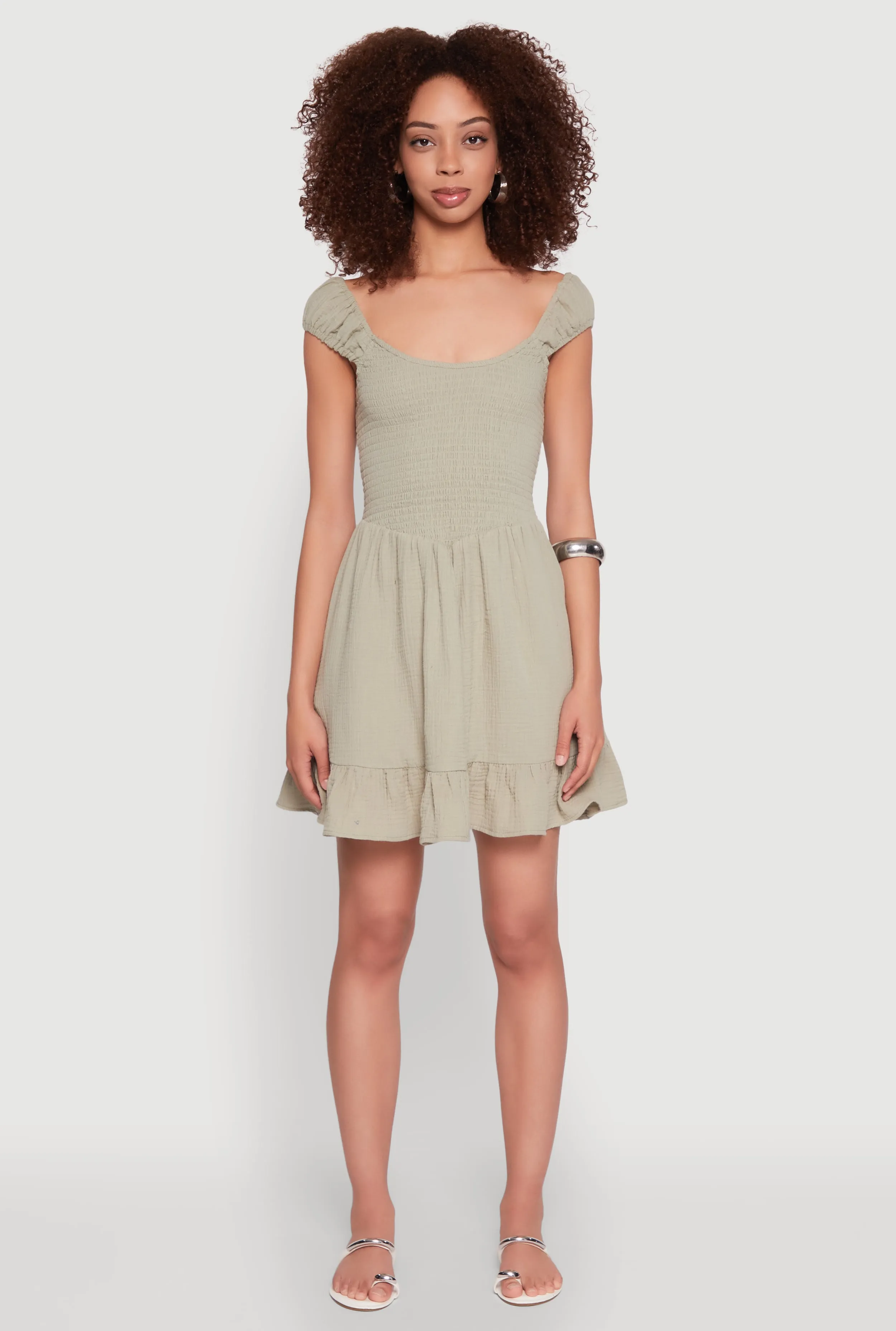 Mini dress with bold colors Perfect For Summer Gauze Knit Smocked Skater Dress