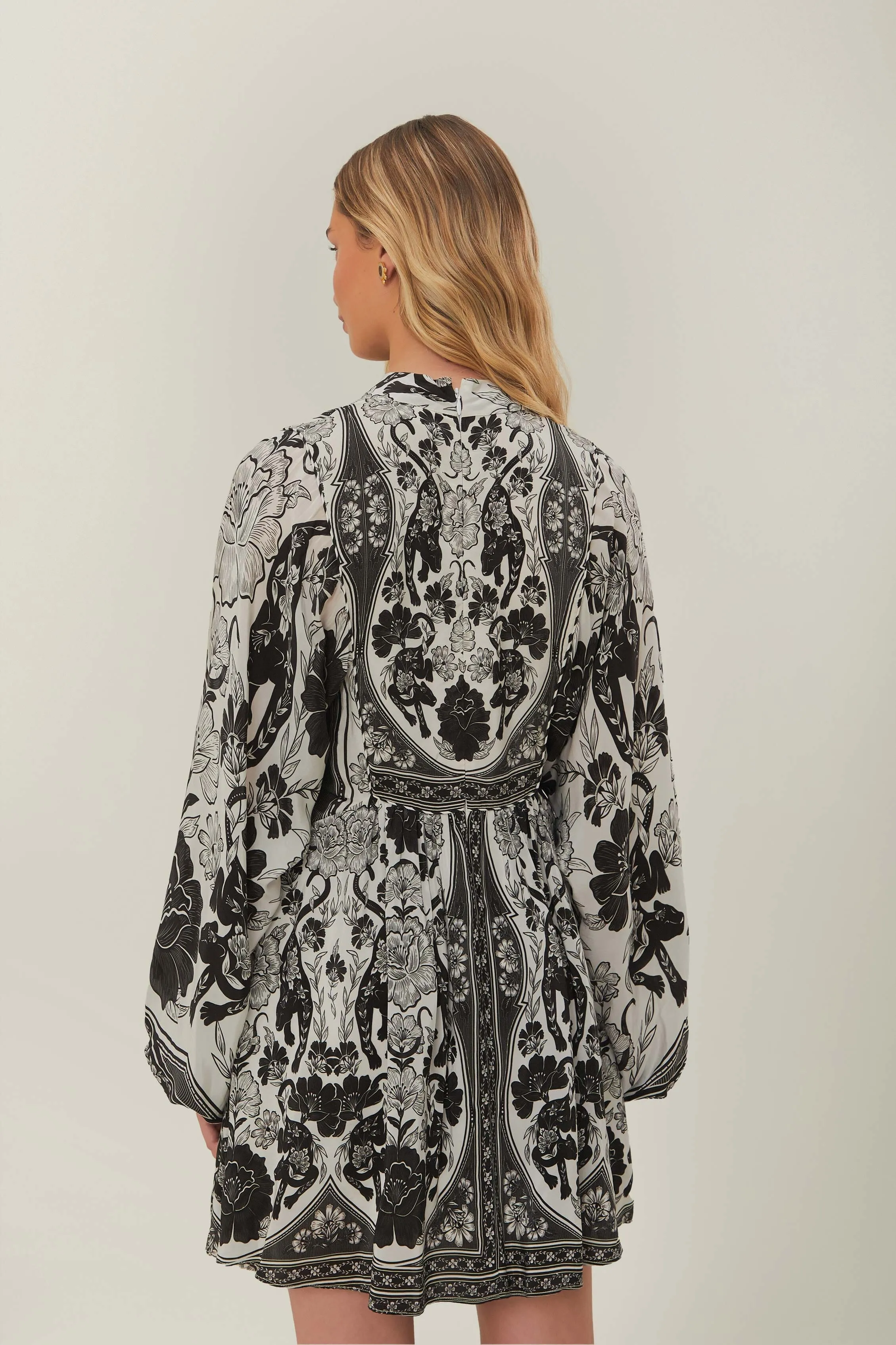 Off-White Flower Leopards Mini Dress Tiered Design
