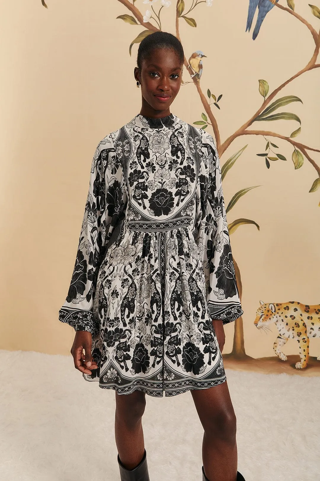 Off-White Flower Leopards Mini Dress Coquette Feel Summer Heat