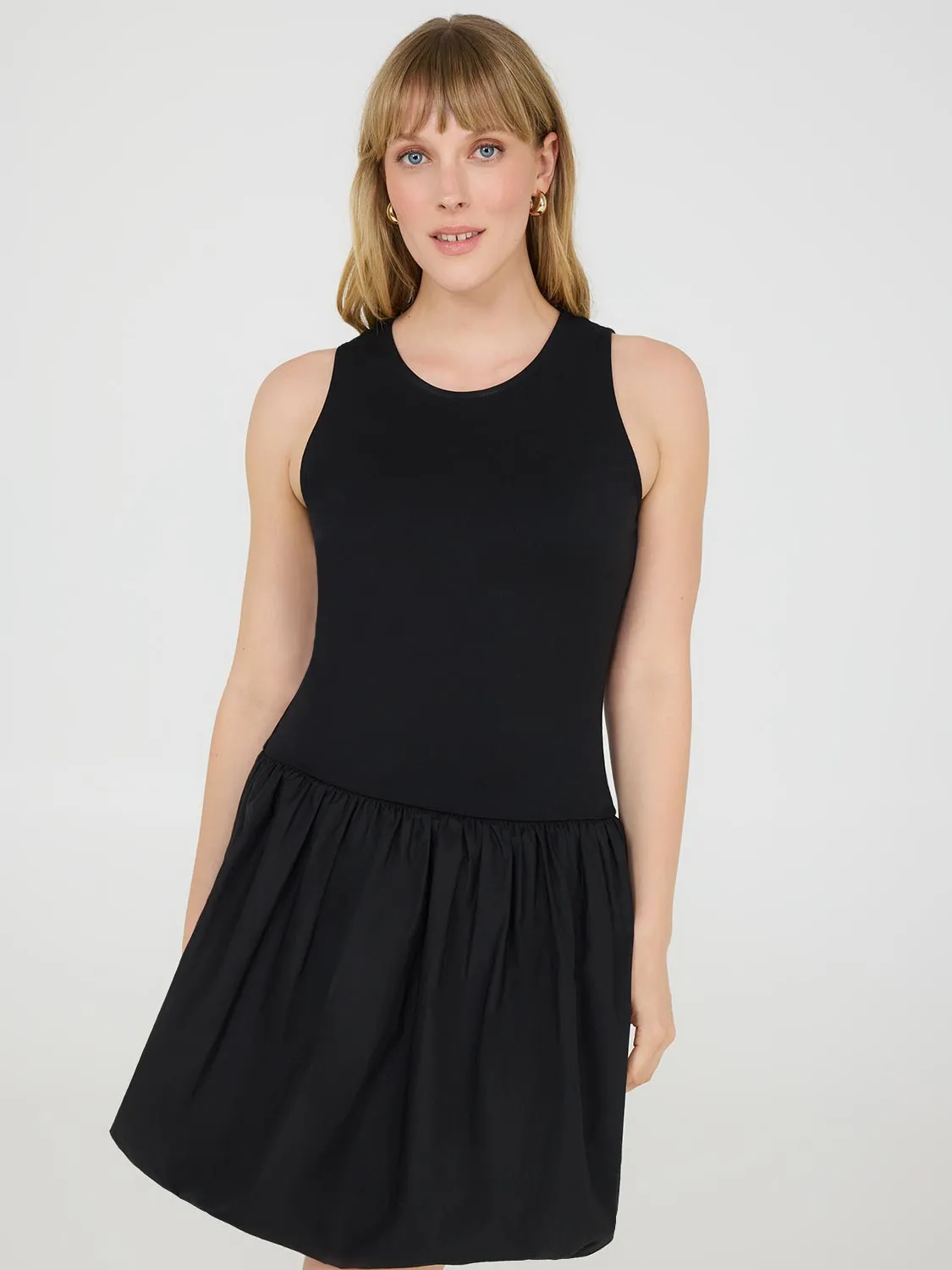 Sleevess Bubble Hem Mini Dress Easy Look Charming Look